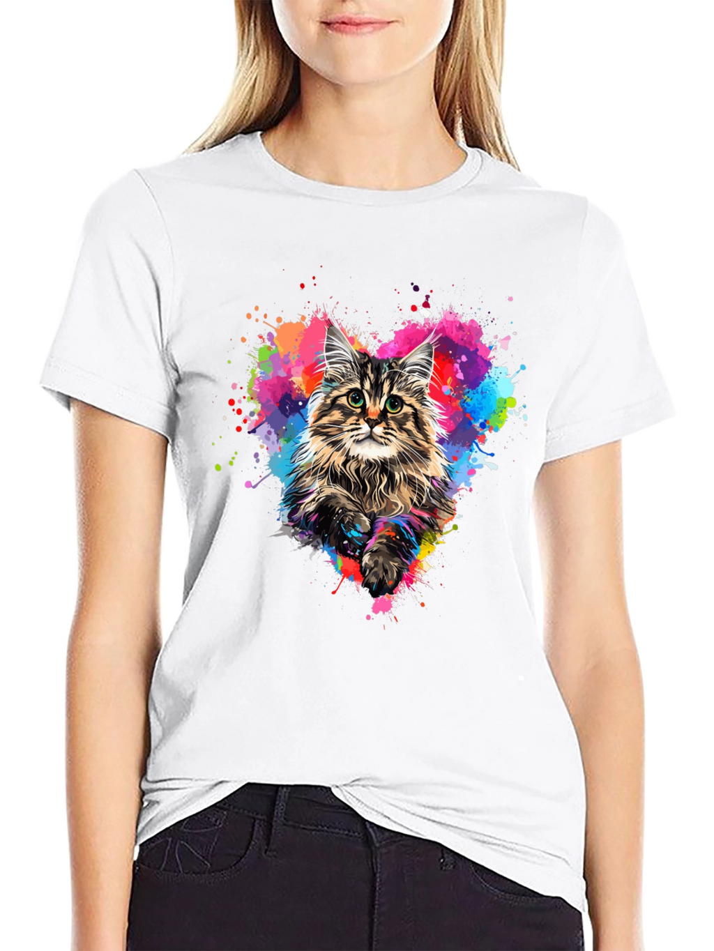 Colorful Cat Heart T-Shirt