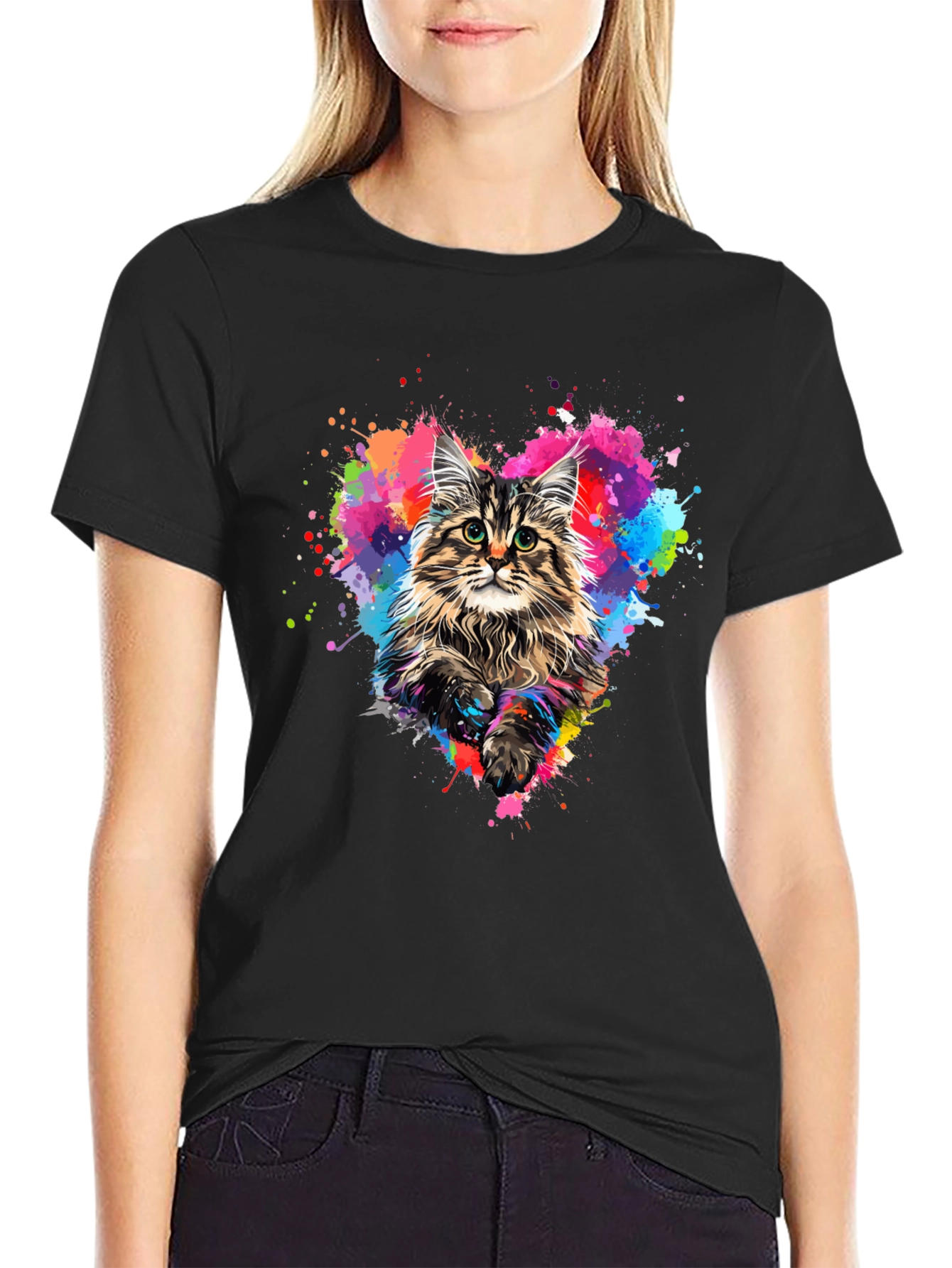 Colorful Cat Heart T-Shirt
