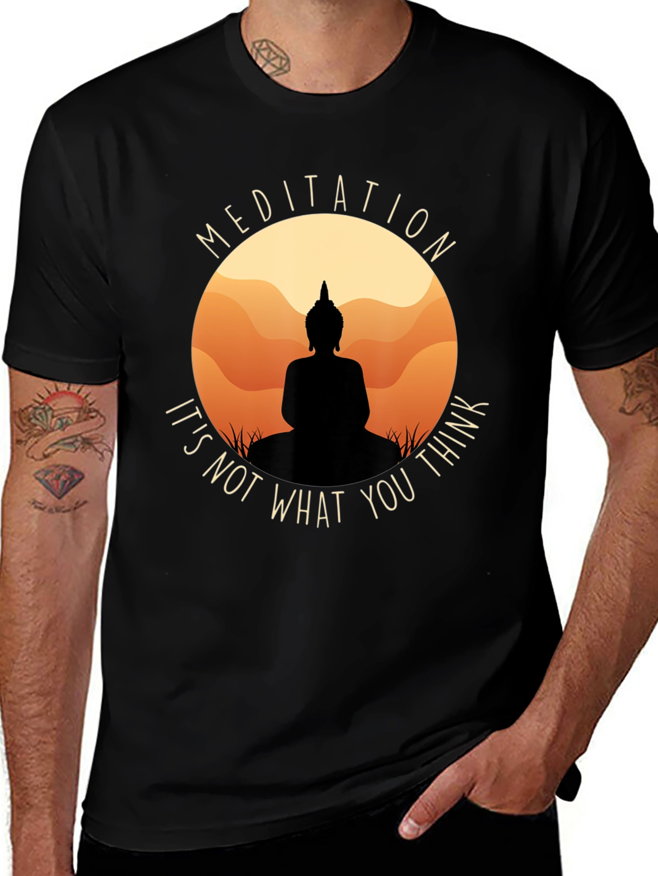 Meditation Buddha Black T-Shirt