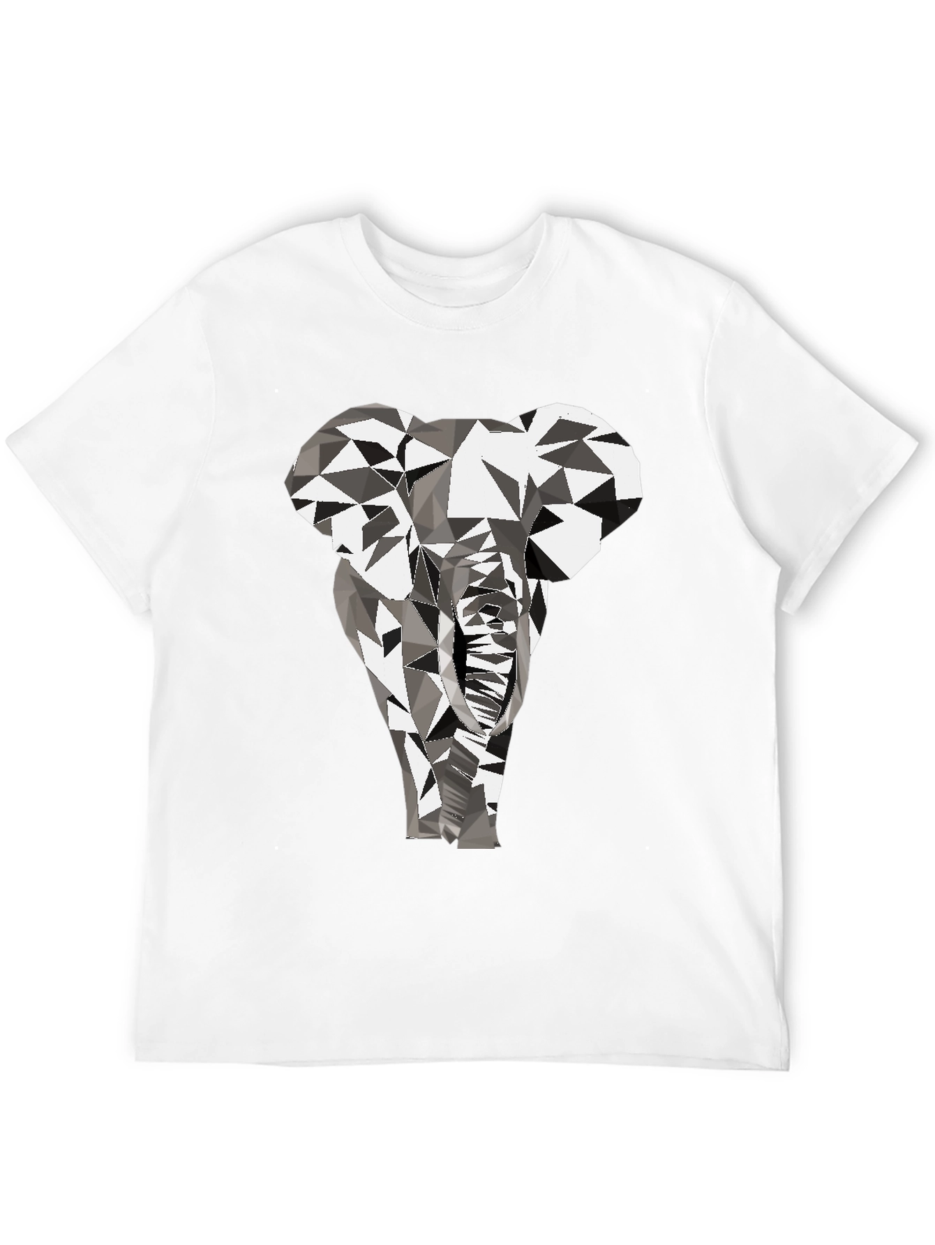 Geometric Elephant Graphic Tee - Black