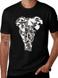 Geometric Elephant Graphic Tee - Black