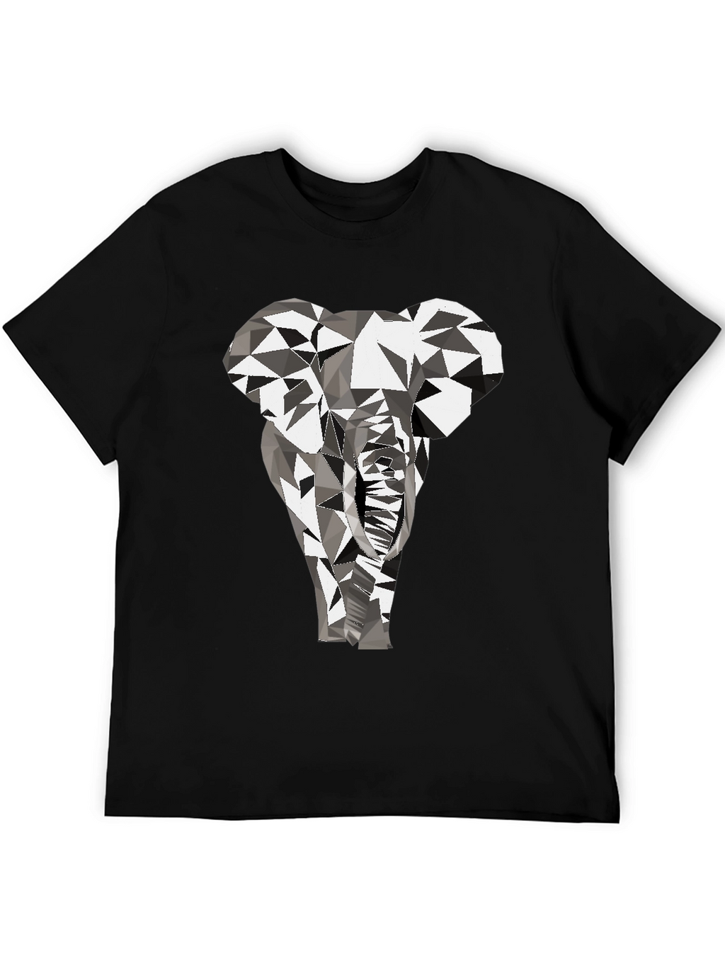 Geometric Elephant Graphic Tee - Black