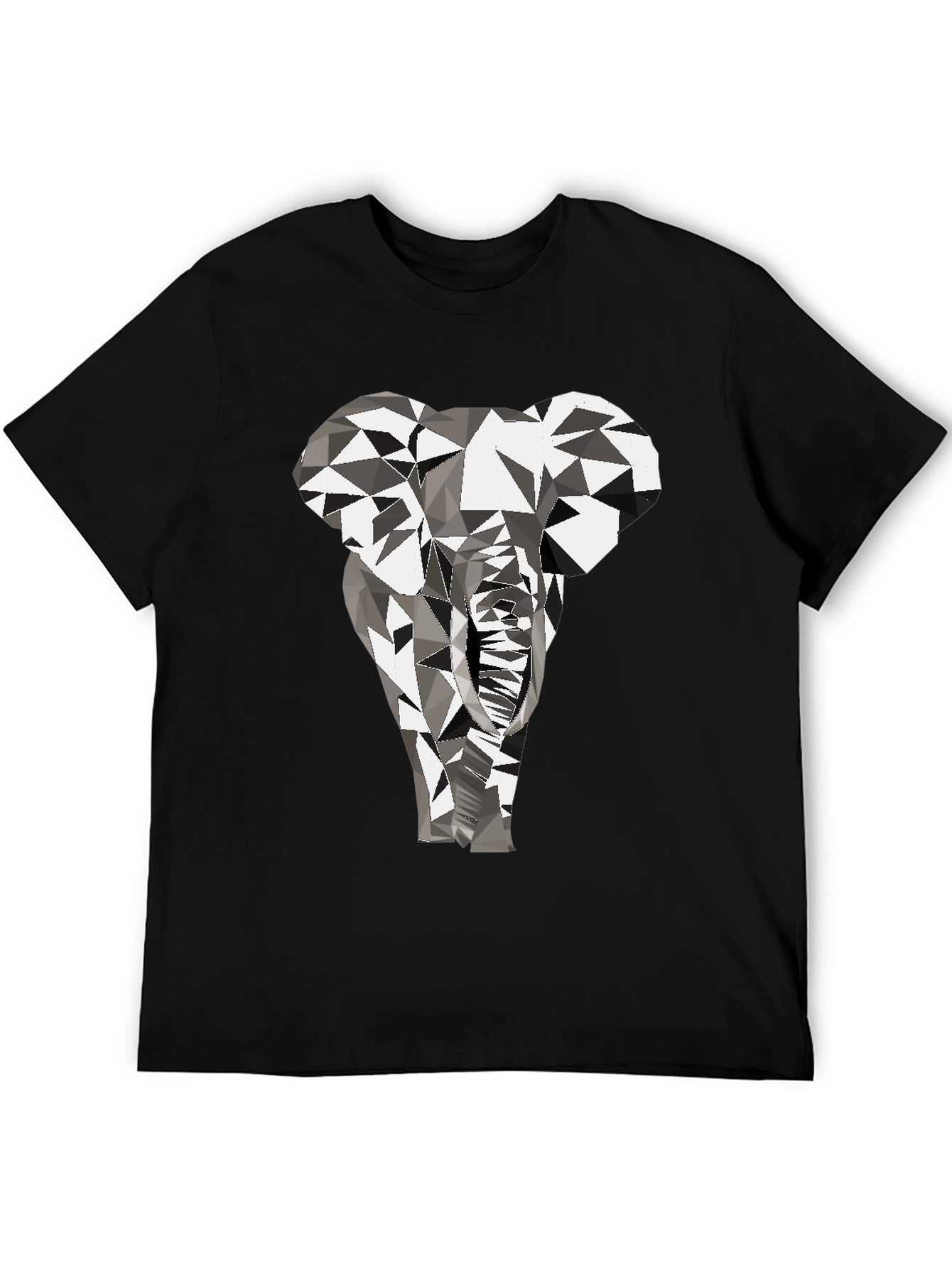 Geometric Elephant Graphic Tee - Black