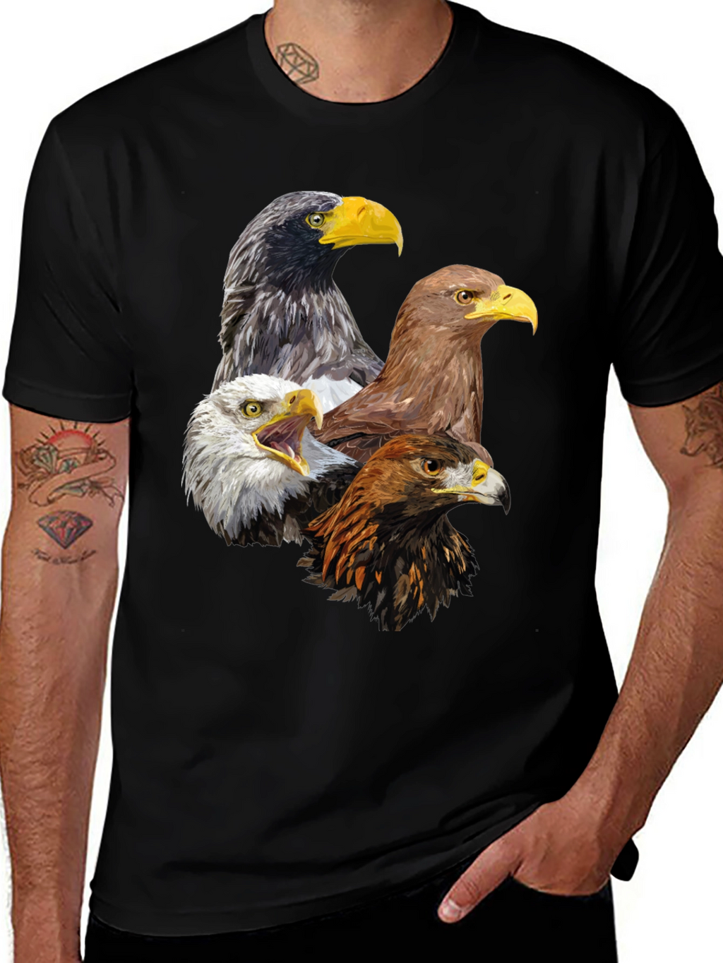 Eagle Heads Graphic Print T-Shirt