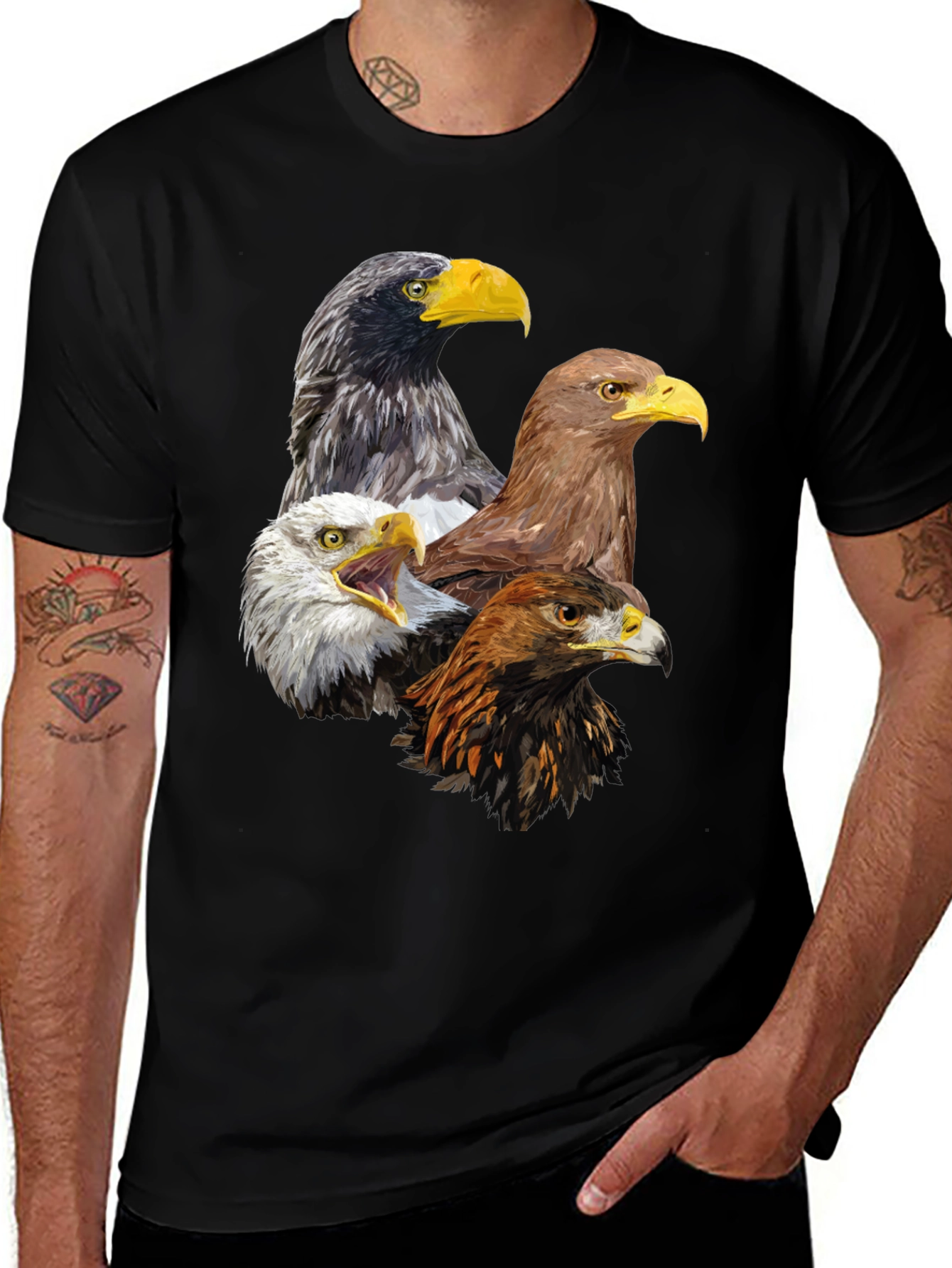 Eagle Heads Graphic Print T-Shirt
