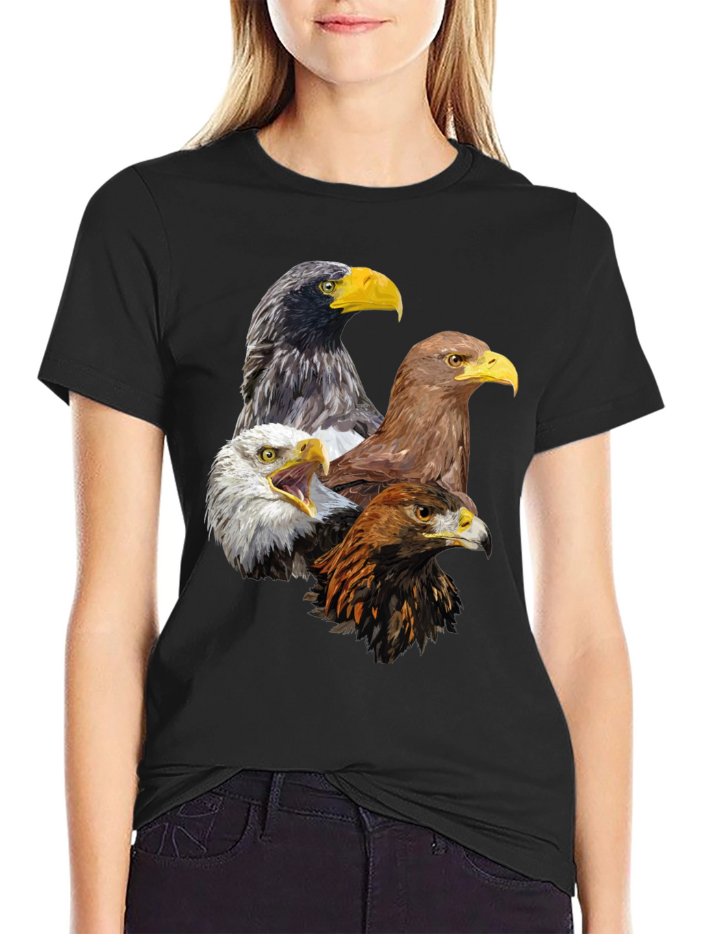 Eagle Heads Graphic Print T-Shirt