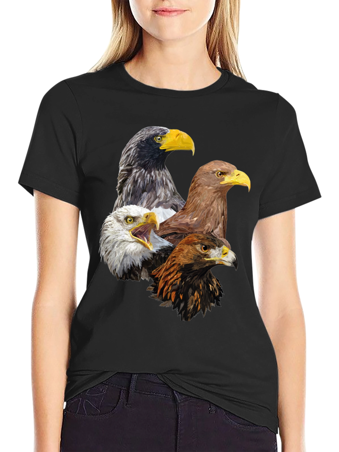 Eagle Heads Graphic Print T-Shirt