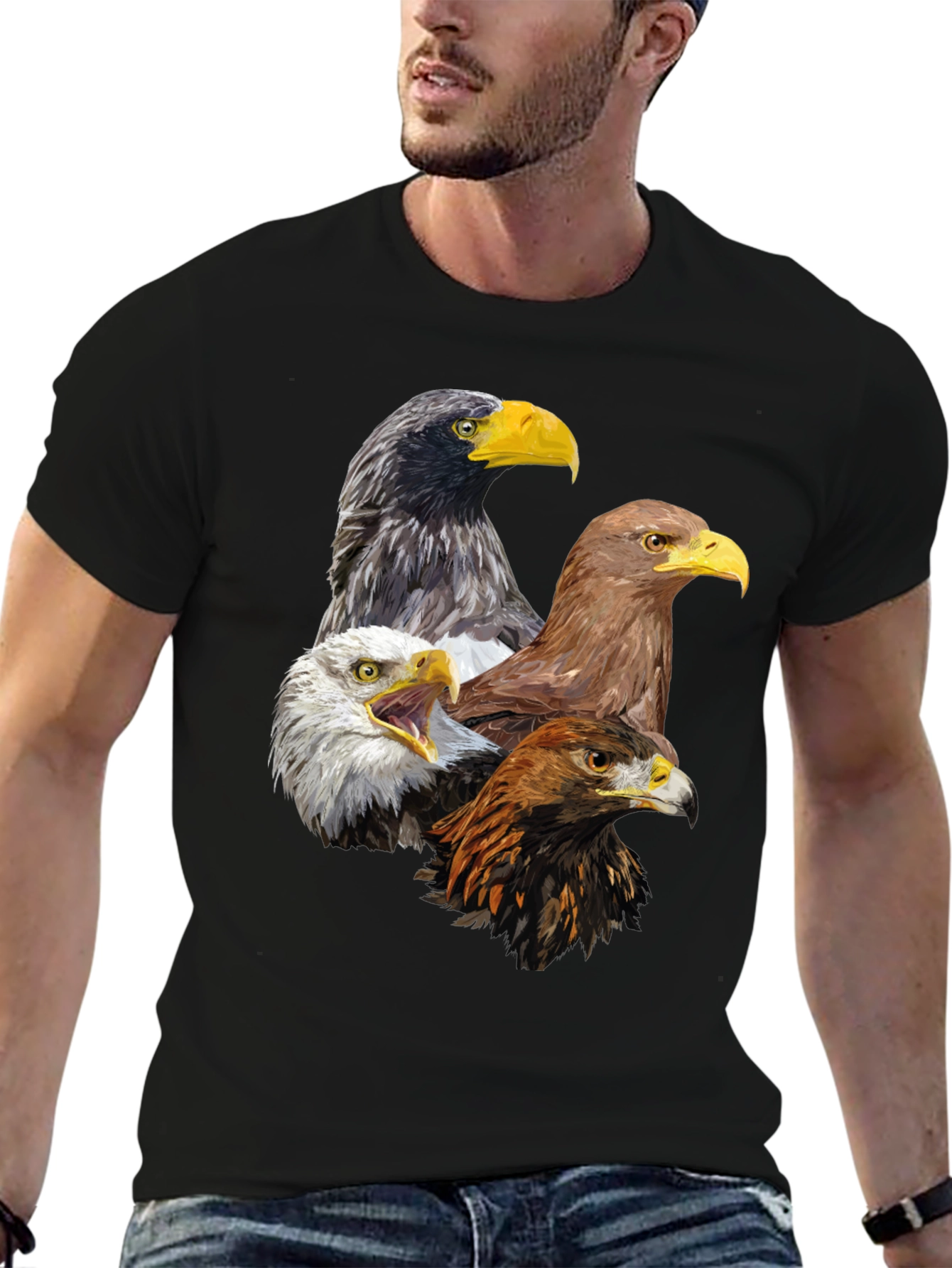 Eagle Heads Graphic Print T-Shirt