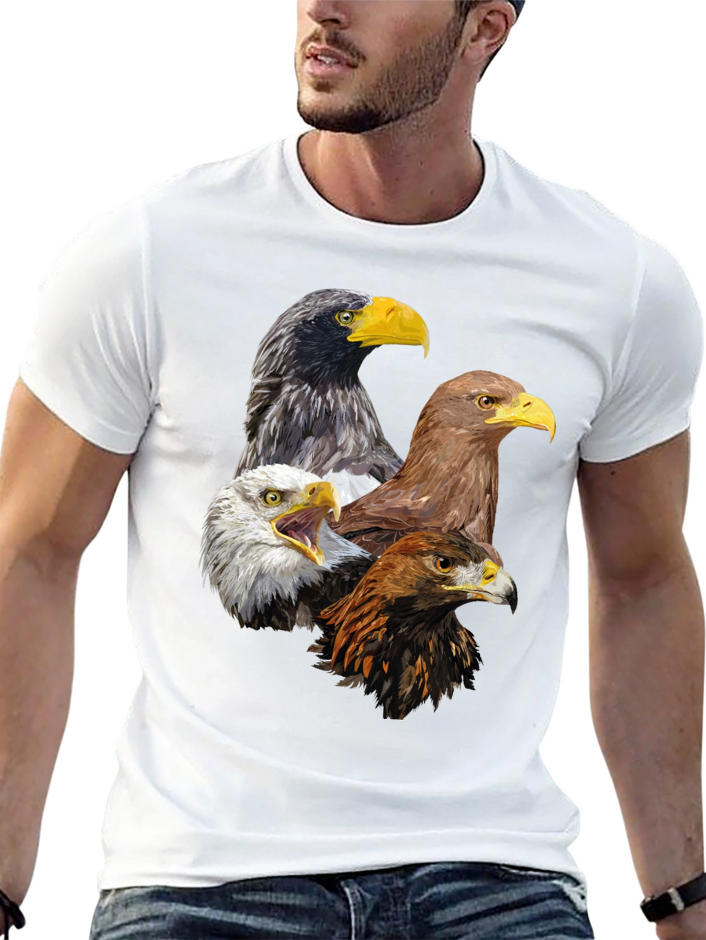 Eagle Heads Graphic Print T-Shirt