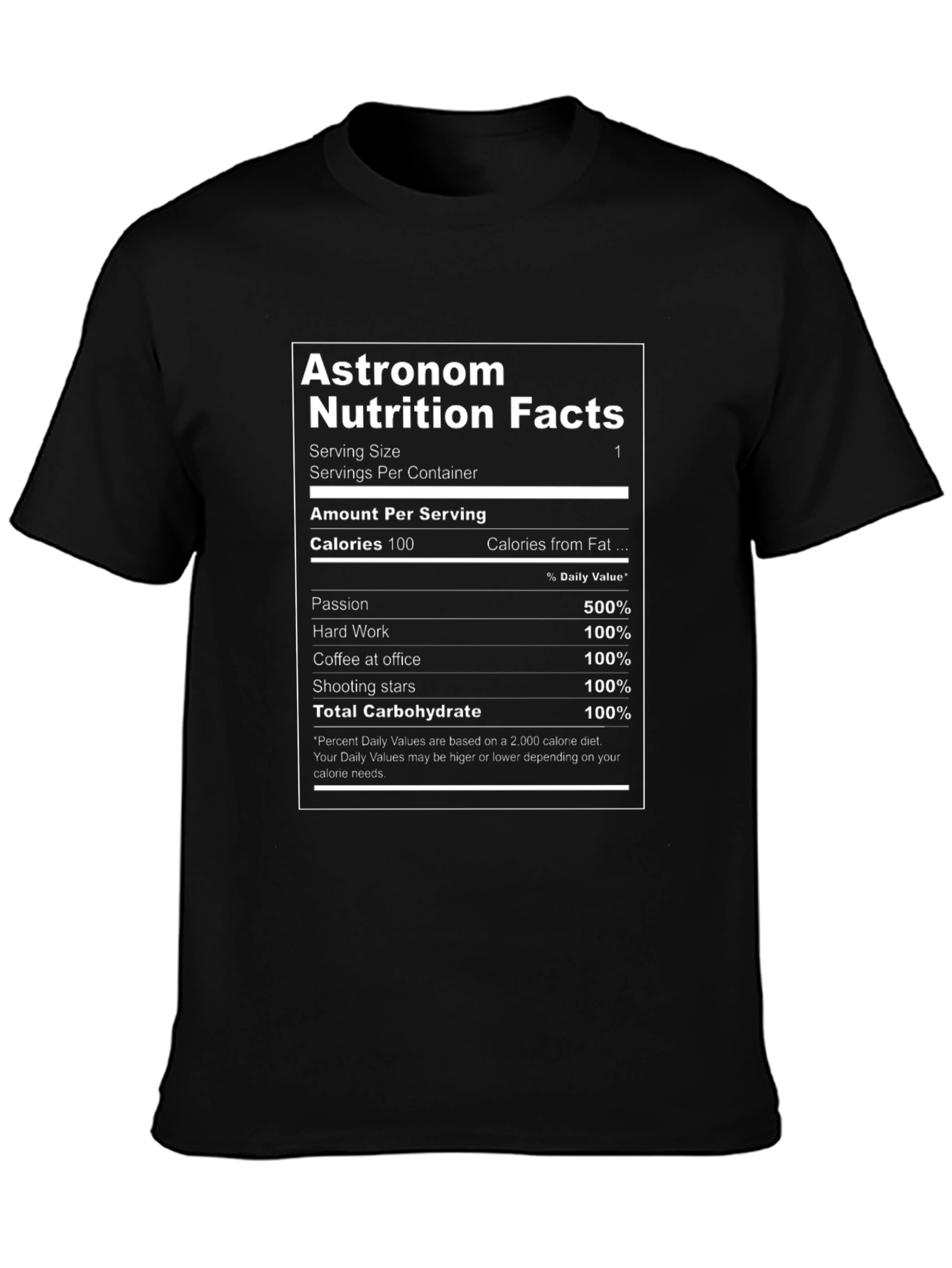 Astronomer Nutrition Facts T-Shirt - Black