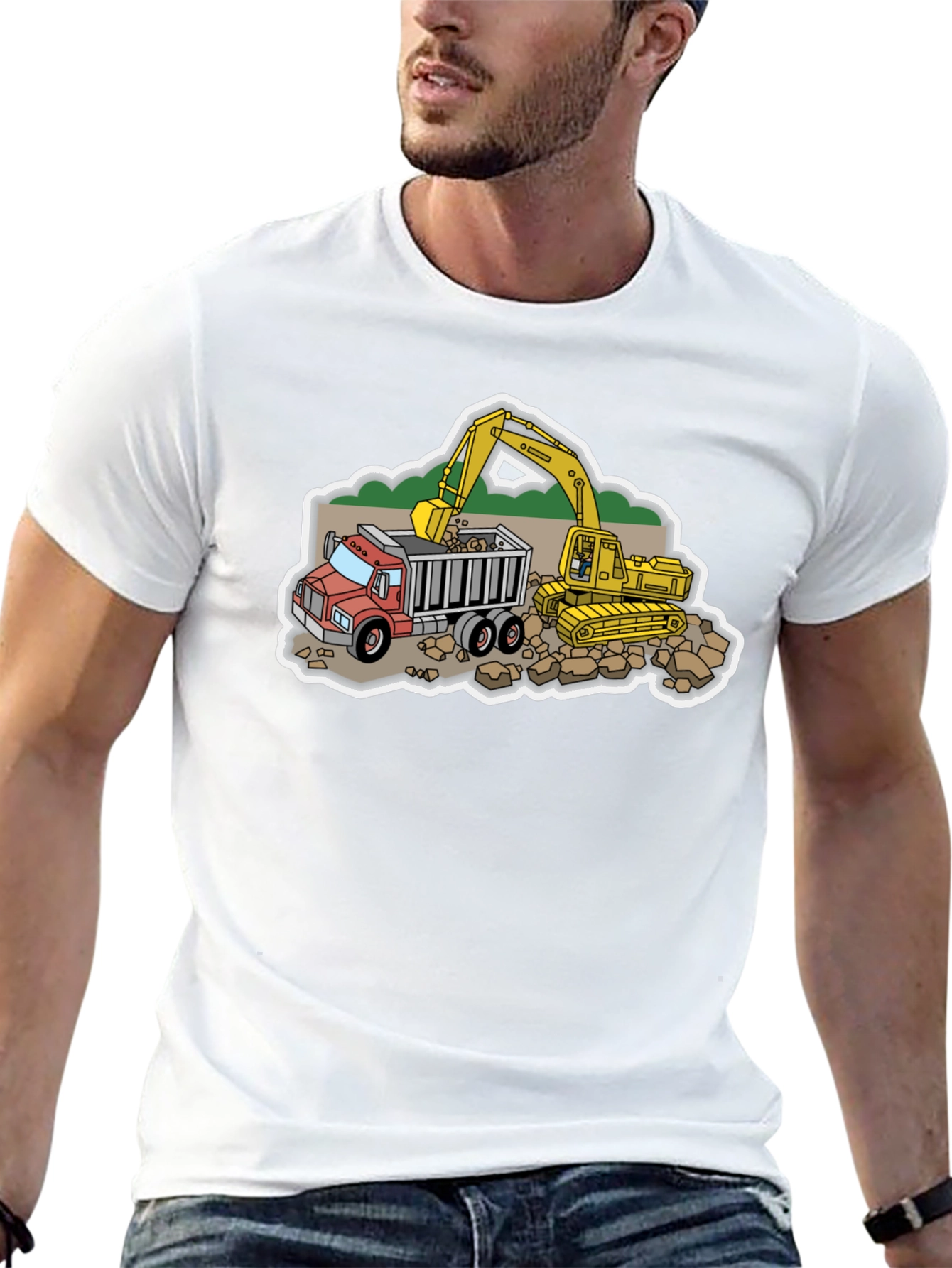 Construction Truck & Excavator Graphic Tee