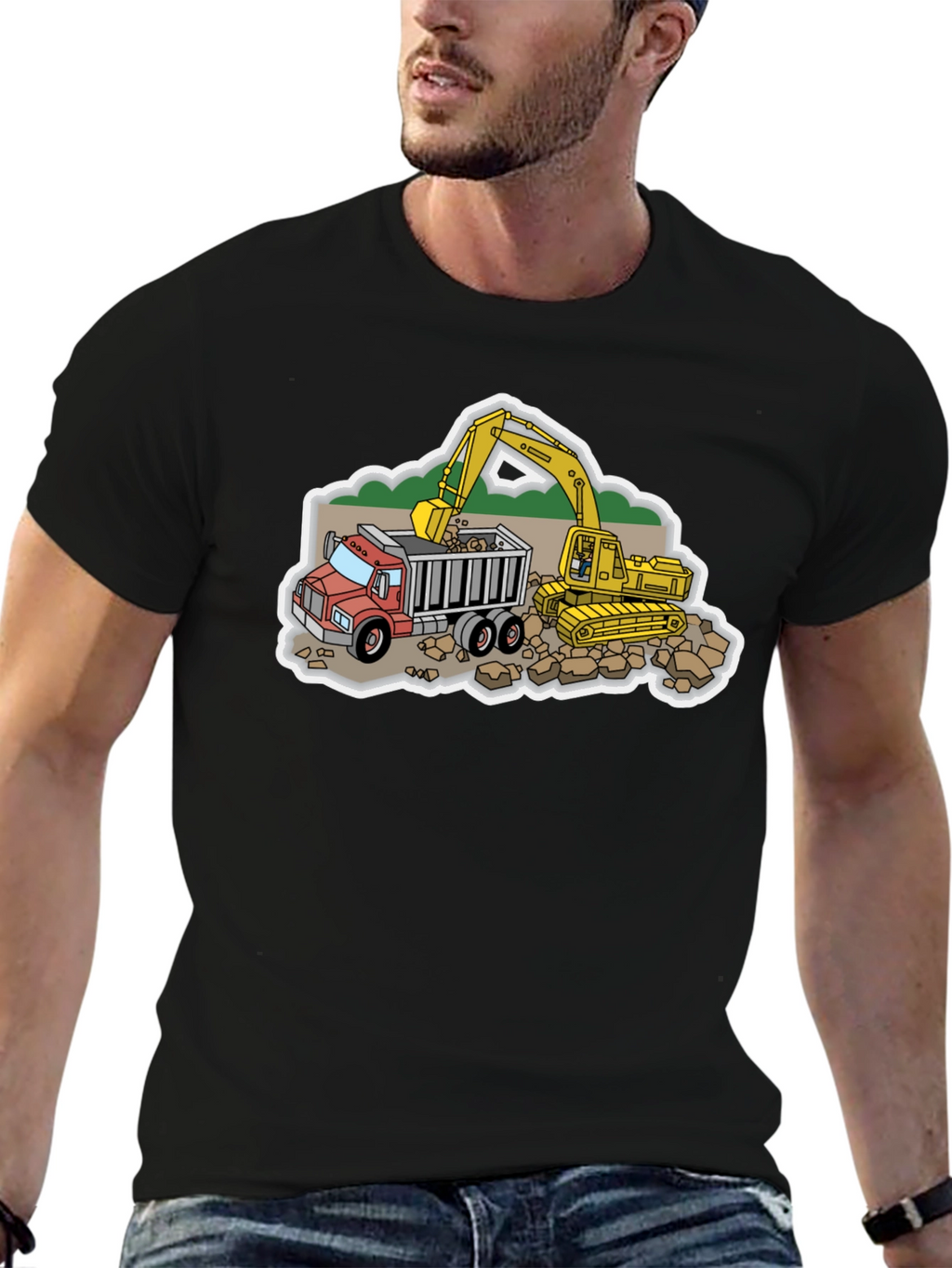 Construction Truck & Excavator Graphic Tee
