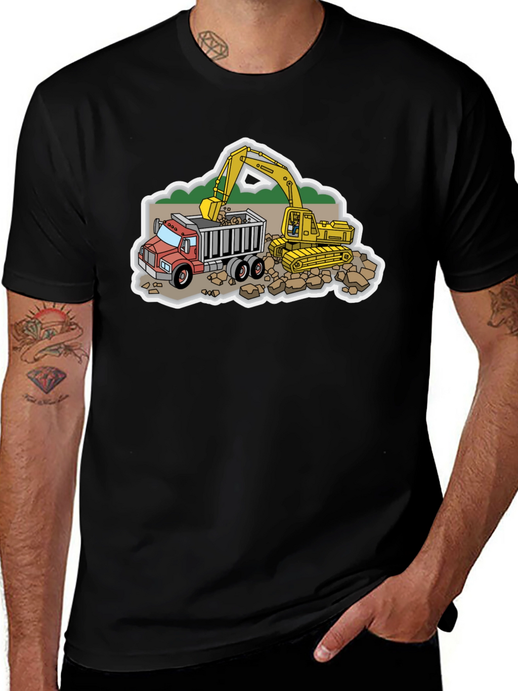 Construction Truck & Excavator Graphic Tee