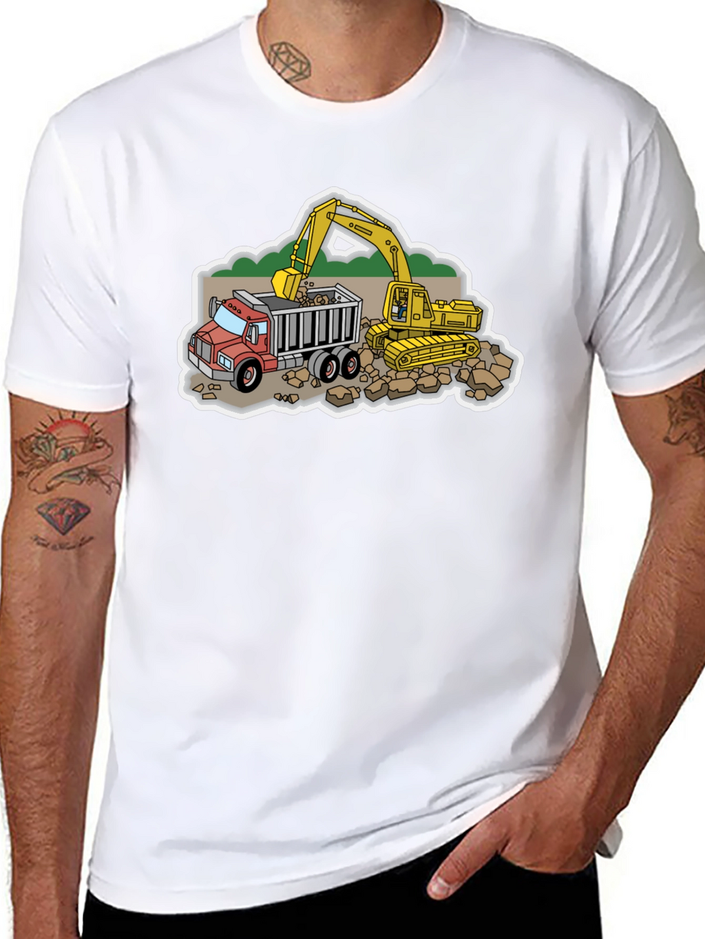 Construction Truck & Excavator Graphic Tee