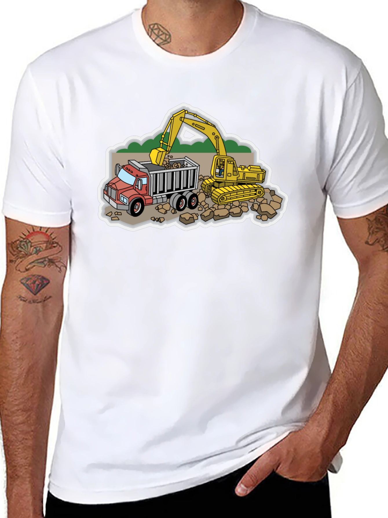 Construction Truck & Excavator Graphic Tee