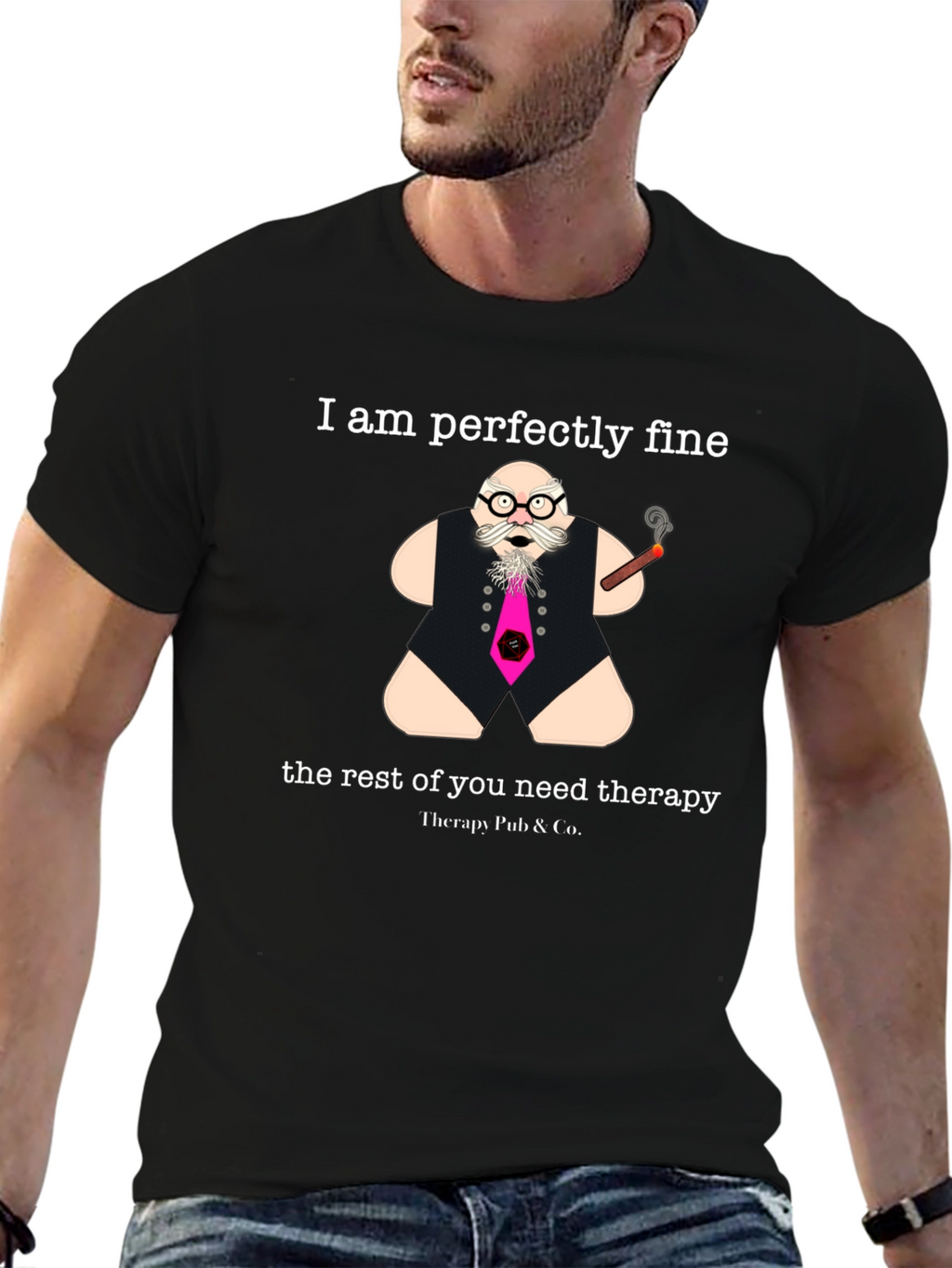 Perfectly Fine Therapy Humor Graphic Tee