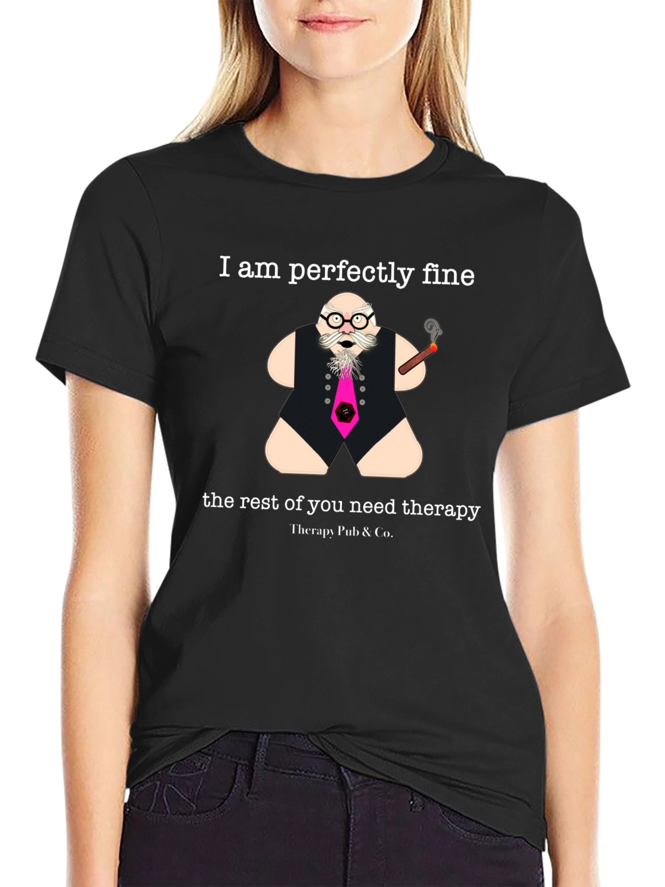 Perfectly Fine Therapy Humor Graphic Tee