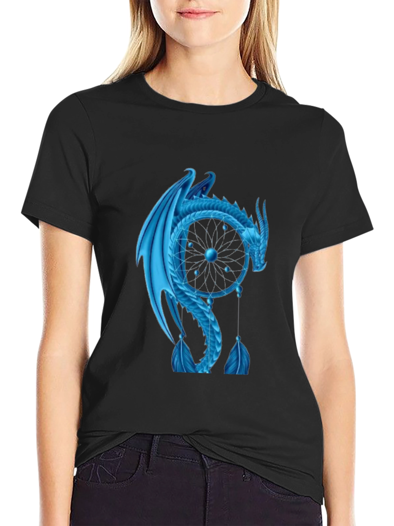 Dragon Dreamcatcher Graphic T-Shirt - Black