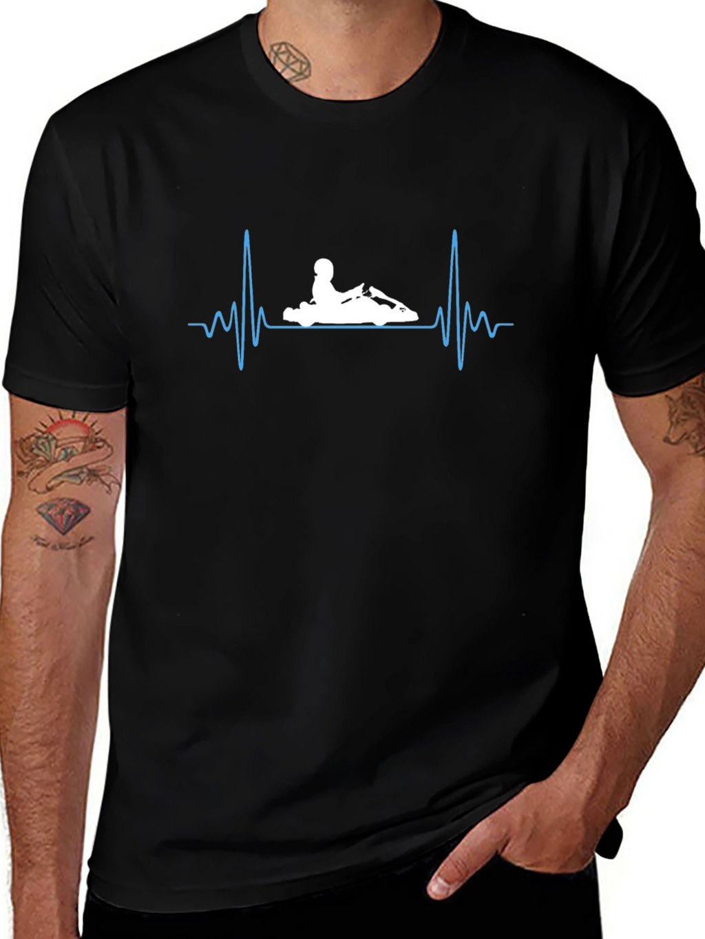 Kart Racing Heartbeat T-Shirt - Black