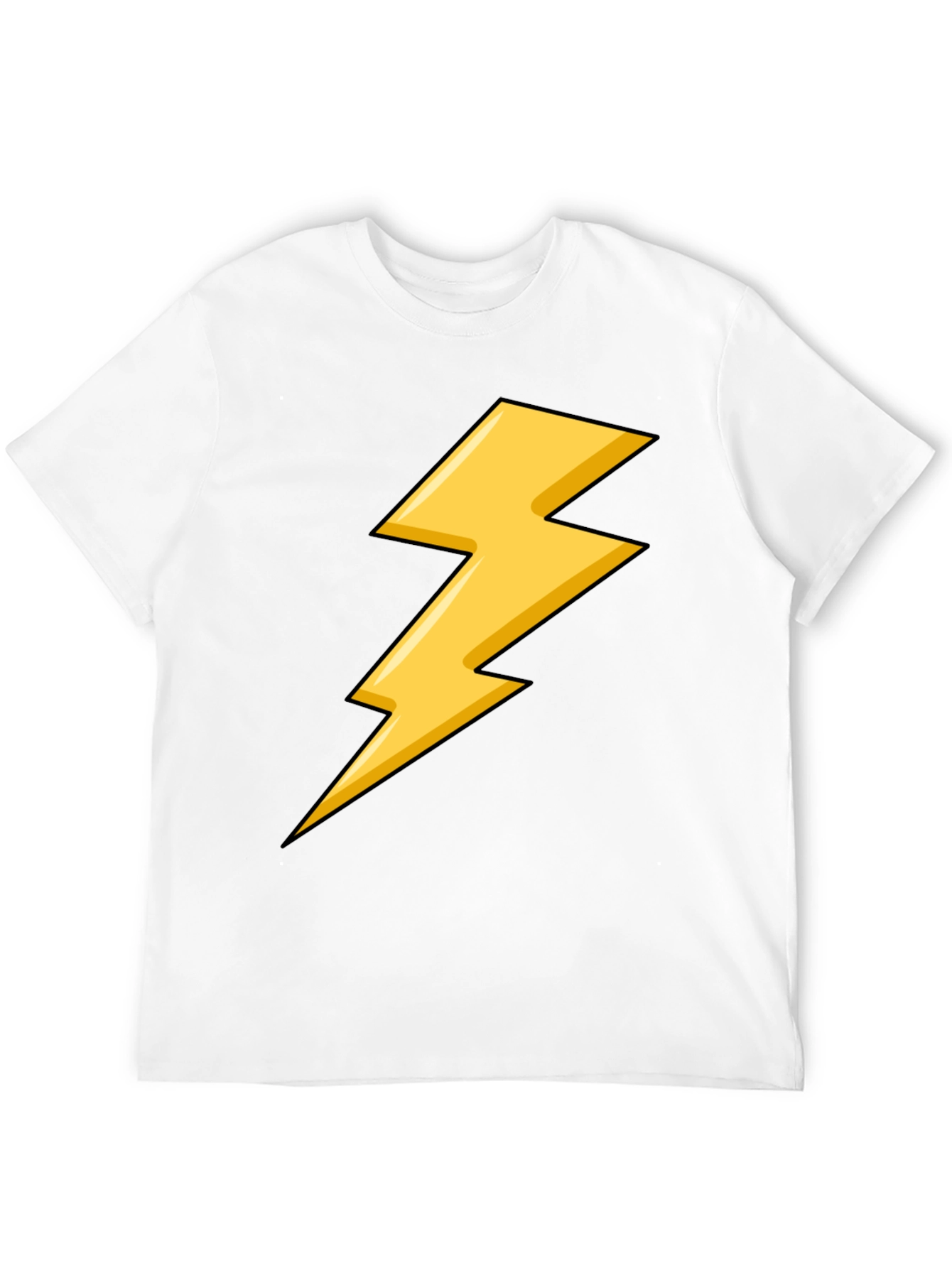 Black T-Shirt with Yellow Lightning Bolt Design