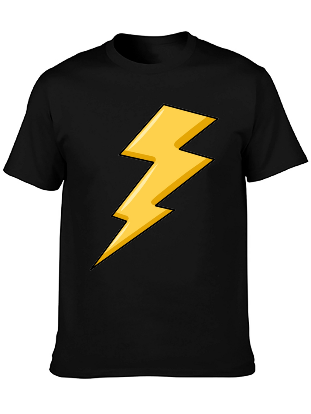 Black T-Shirt with Yellow Lightning Bolt Design