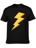 Black T-Shirt with Yellow Lightning Bolt Design