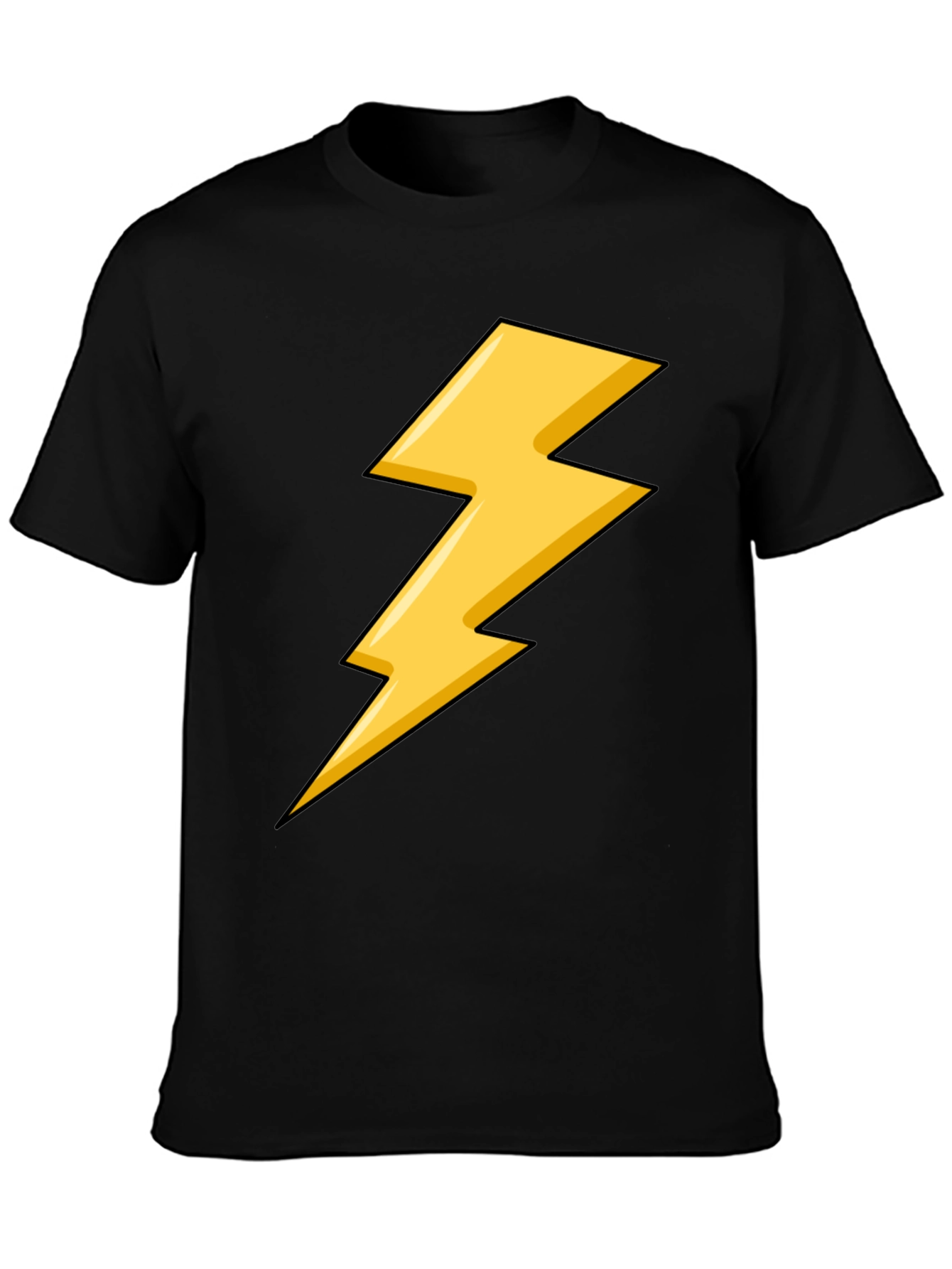 Black T-Shirt with Yellow Lightning Bolt Design