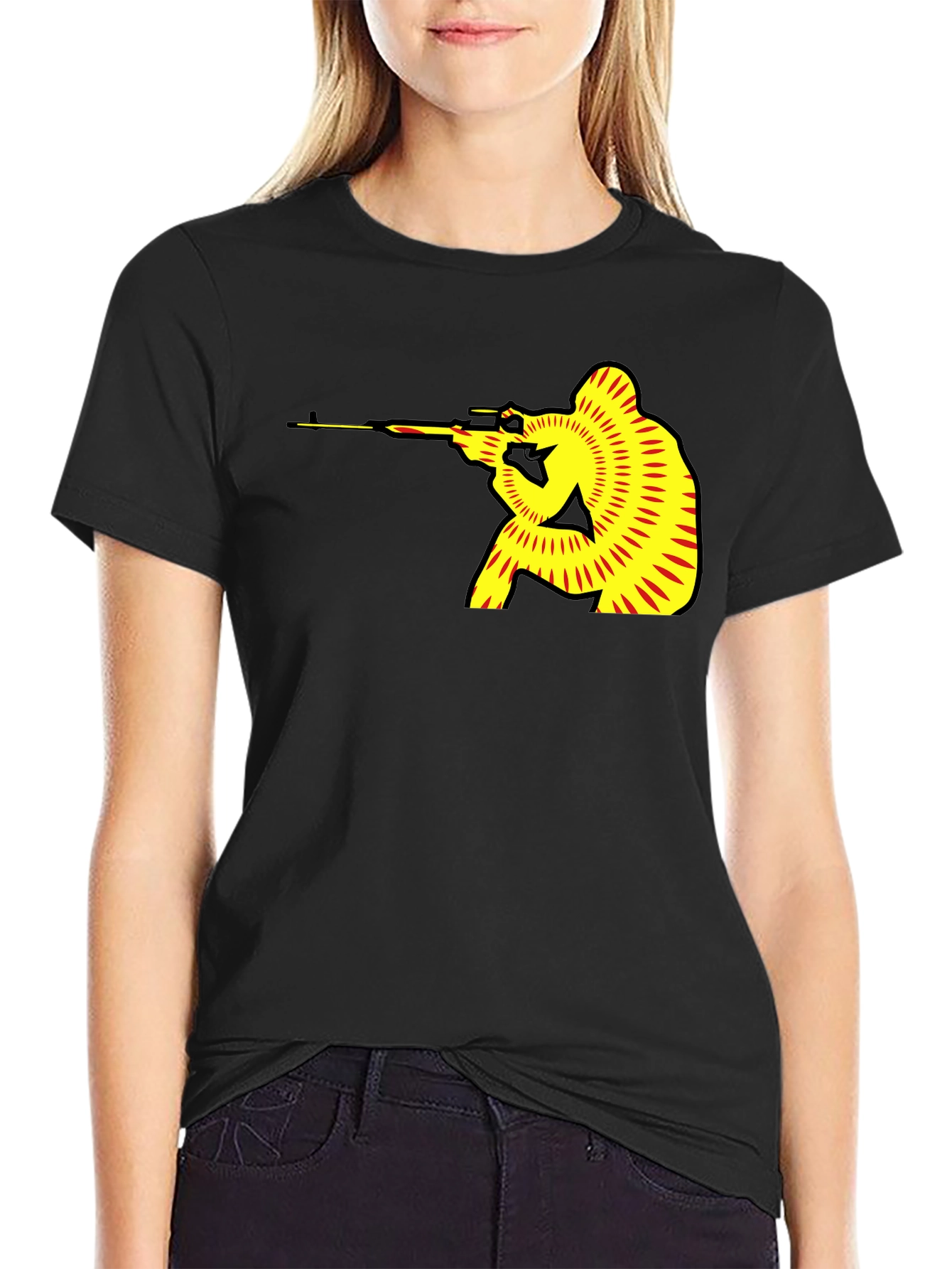 Sniper Graphic Black T-Shirt - Unique Design