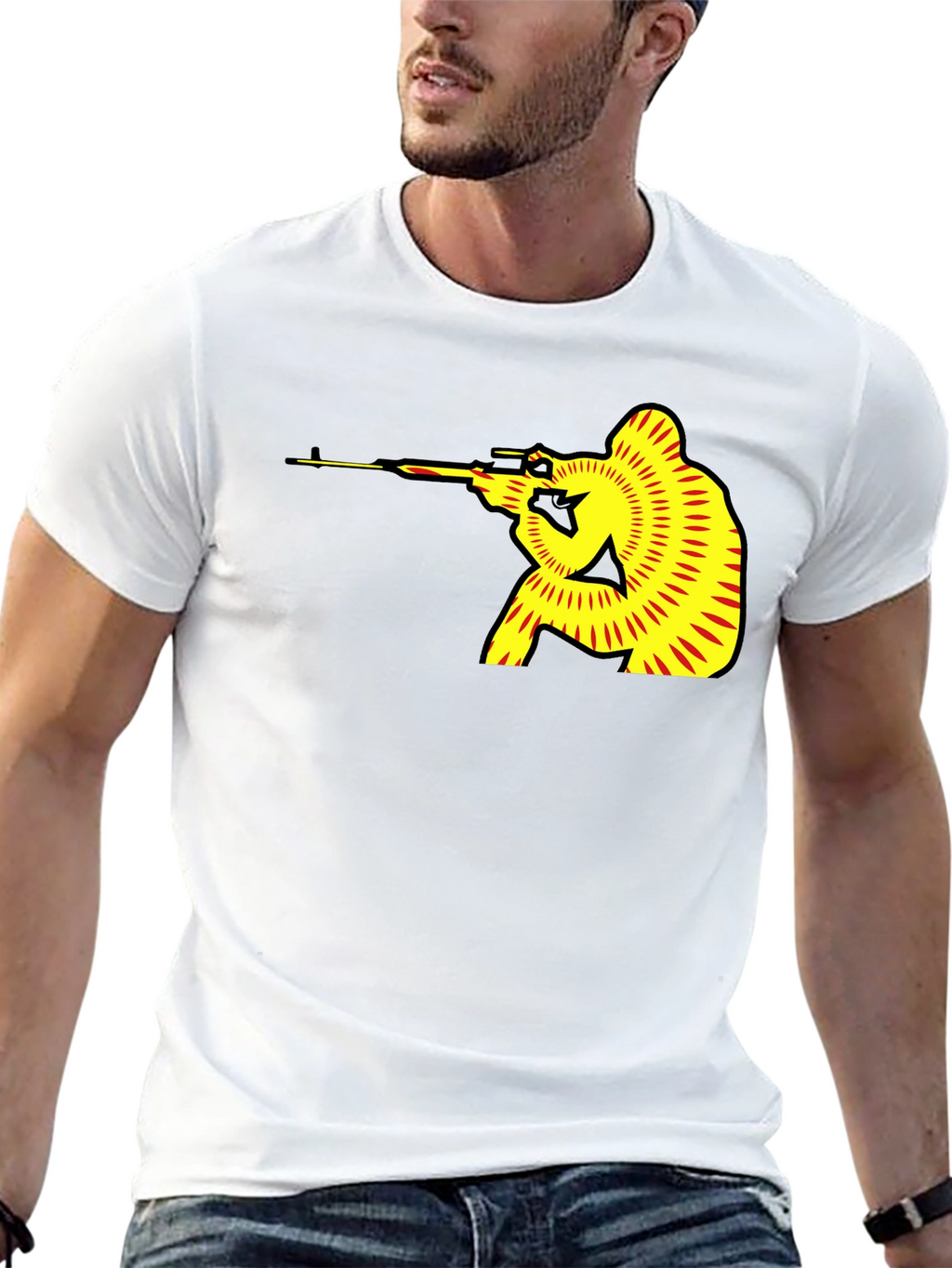 Sniper Graphic Black T-Shirt - Unique Design