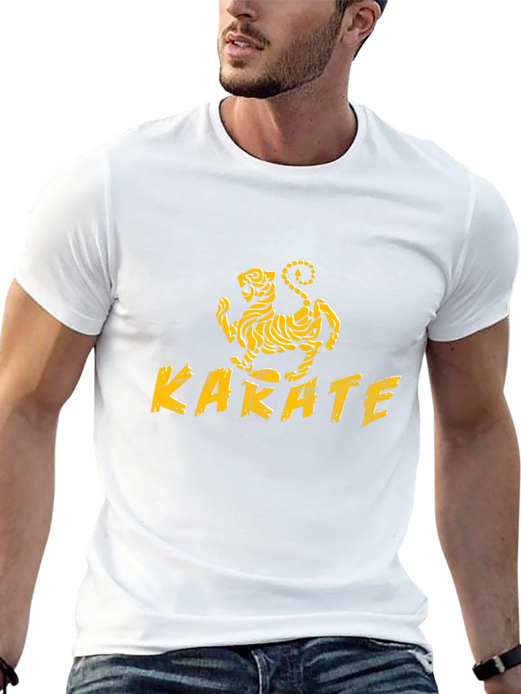 Karate Kid Inspired Black T-Shirt with Tiger Design