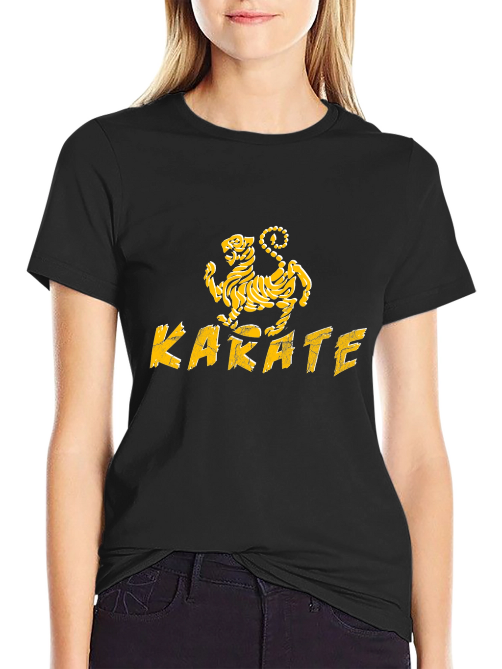 Karate Kid Inspired Black T-Shirt with Tiger Design