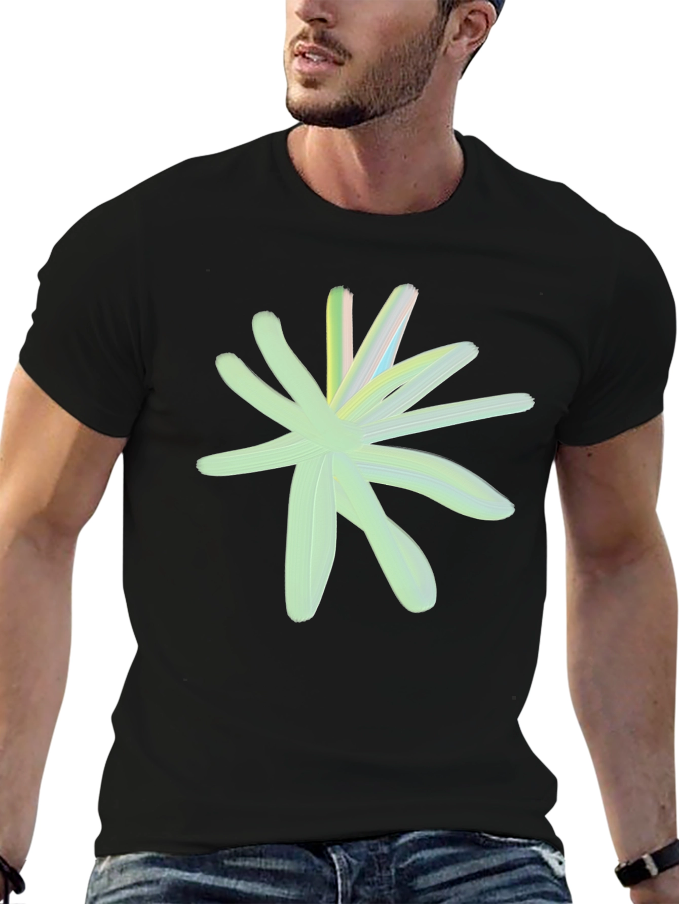 Abstract Floral Graphic Tee - Black Casual Shirt