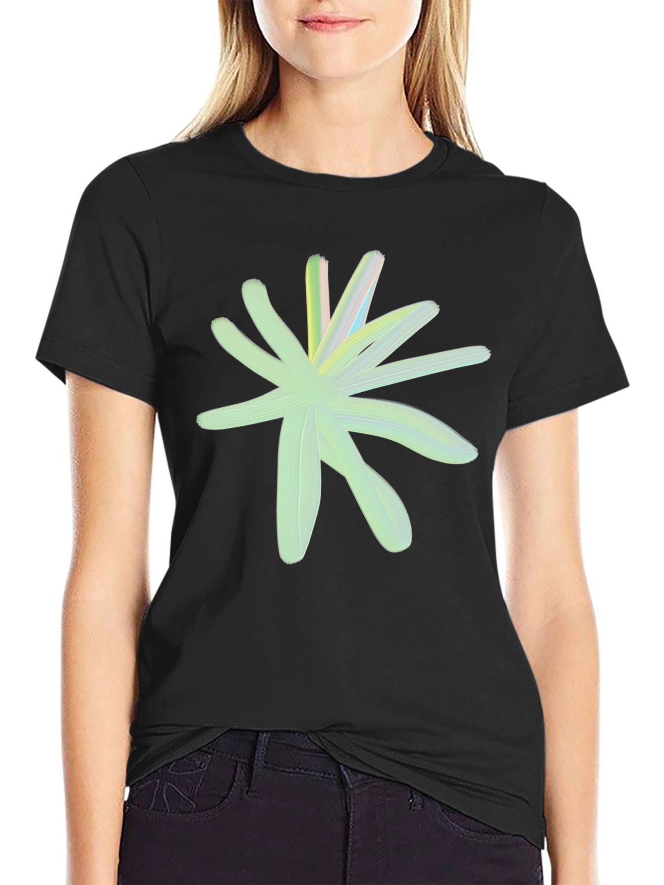 Abstract Floral Graphic Tee - Black Casual Shirt