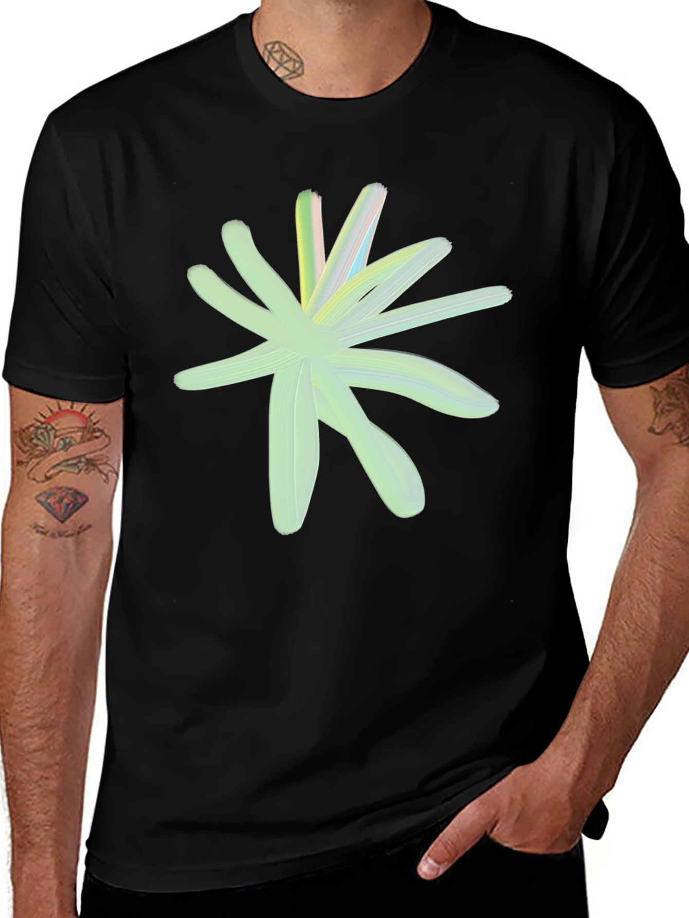 Abstract Floral Graphic Tee - Black Casual Shirt