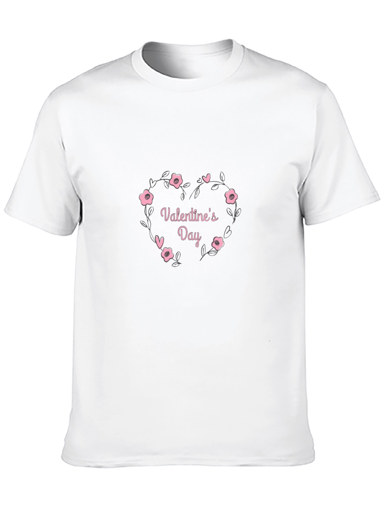 Valentines Day Black T-Shirt Heart of Flowers Love