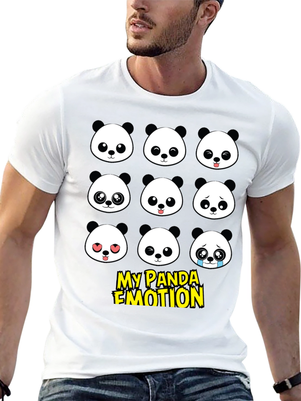 My Panda Emotion T-Shirt - Black Cotton Blend