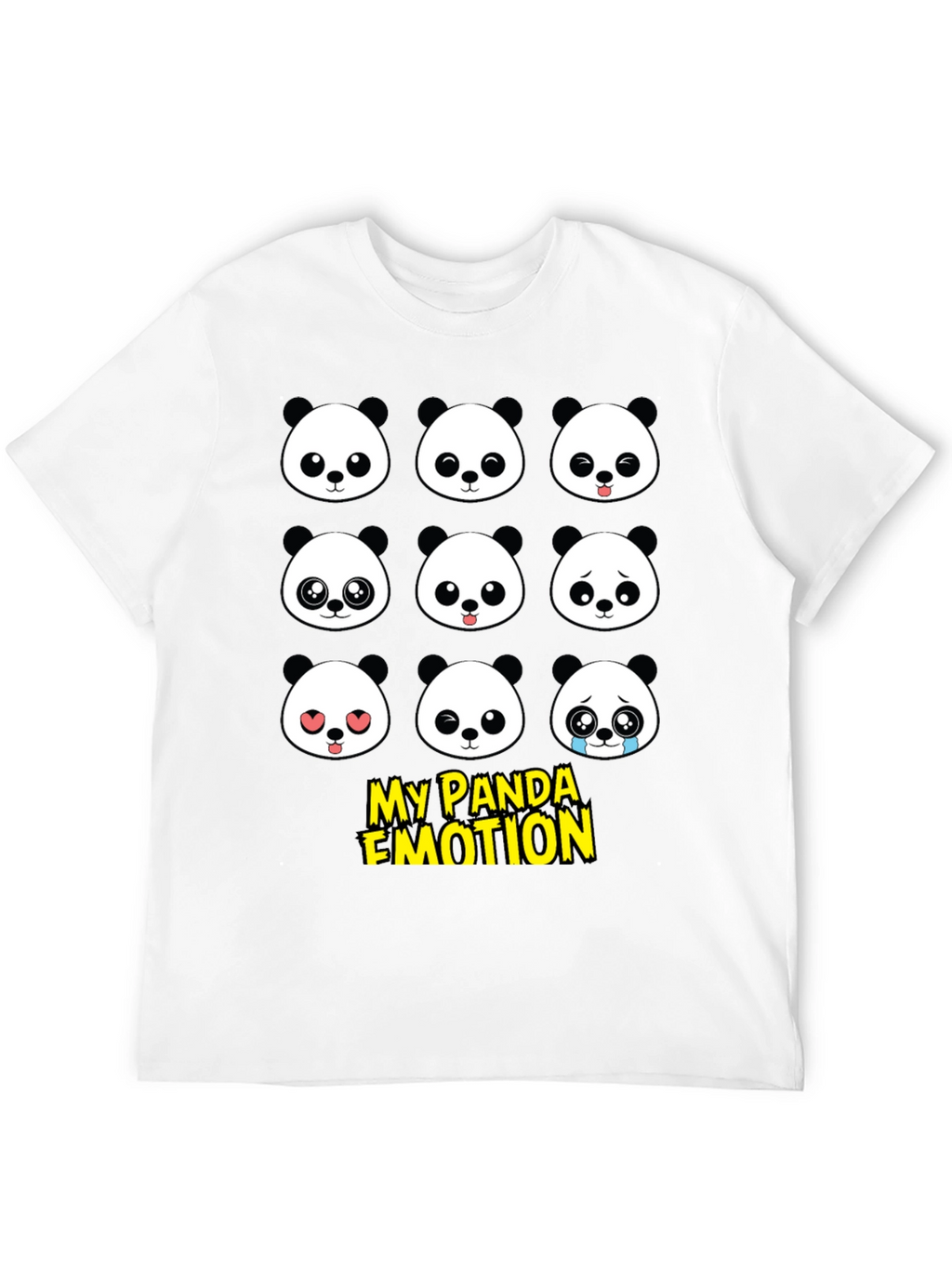 My Panda Emotion T-Shirt - Black Cotton Blend
