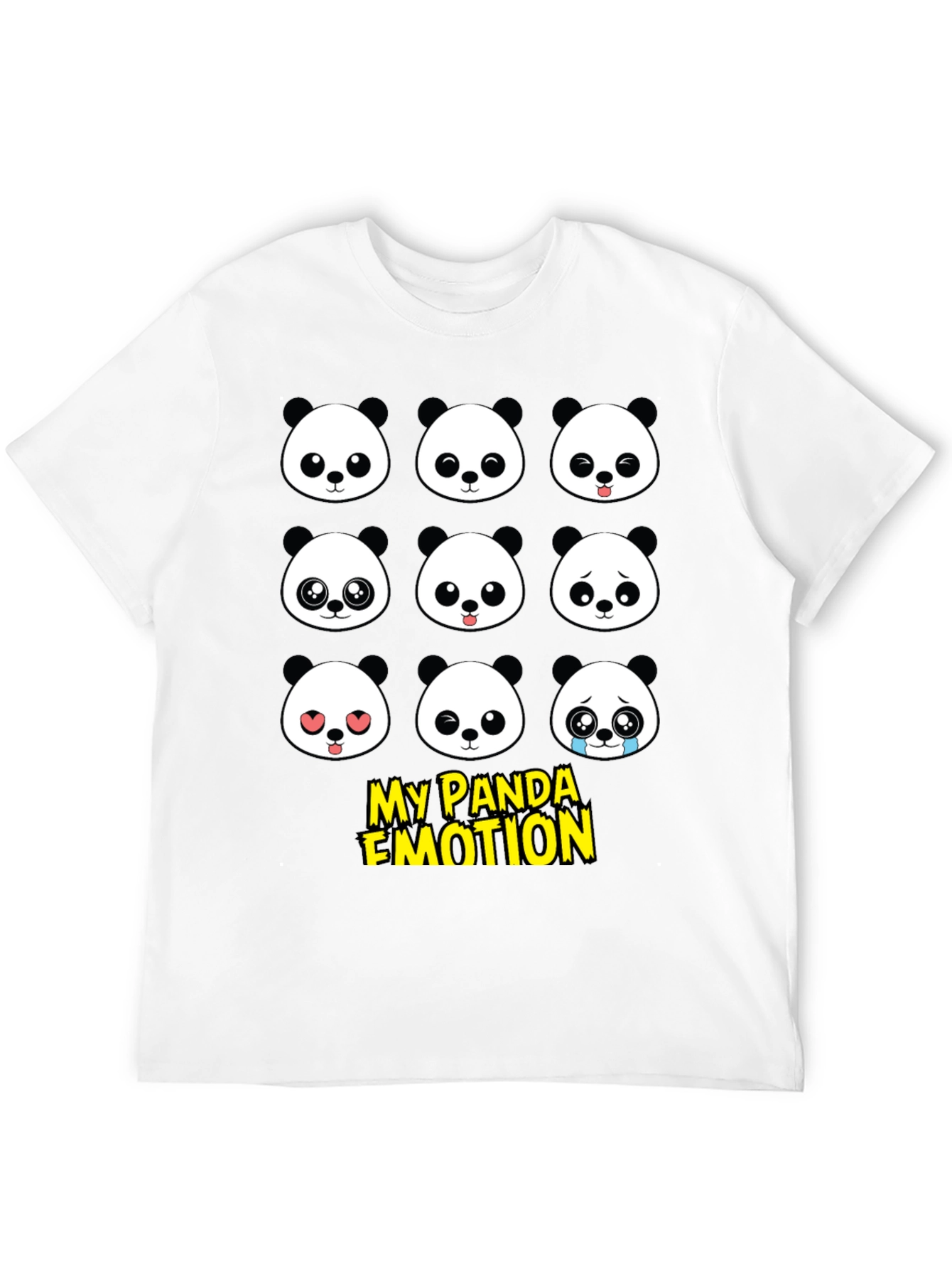 My Panda Emotion T-Shirt - Black Cotton Blend