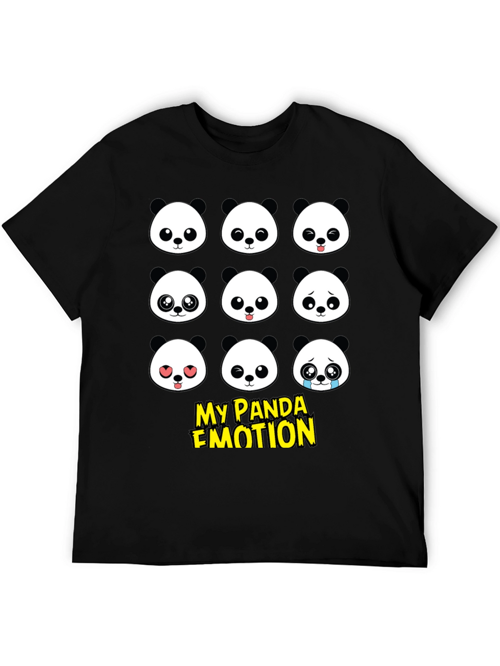 My Panda Emotion T-Shirt - Black Cotton Blend