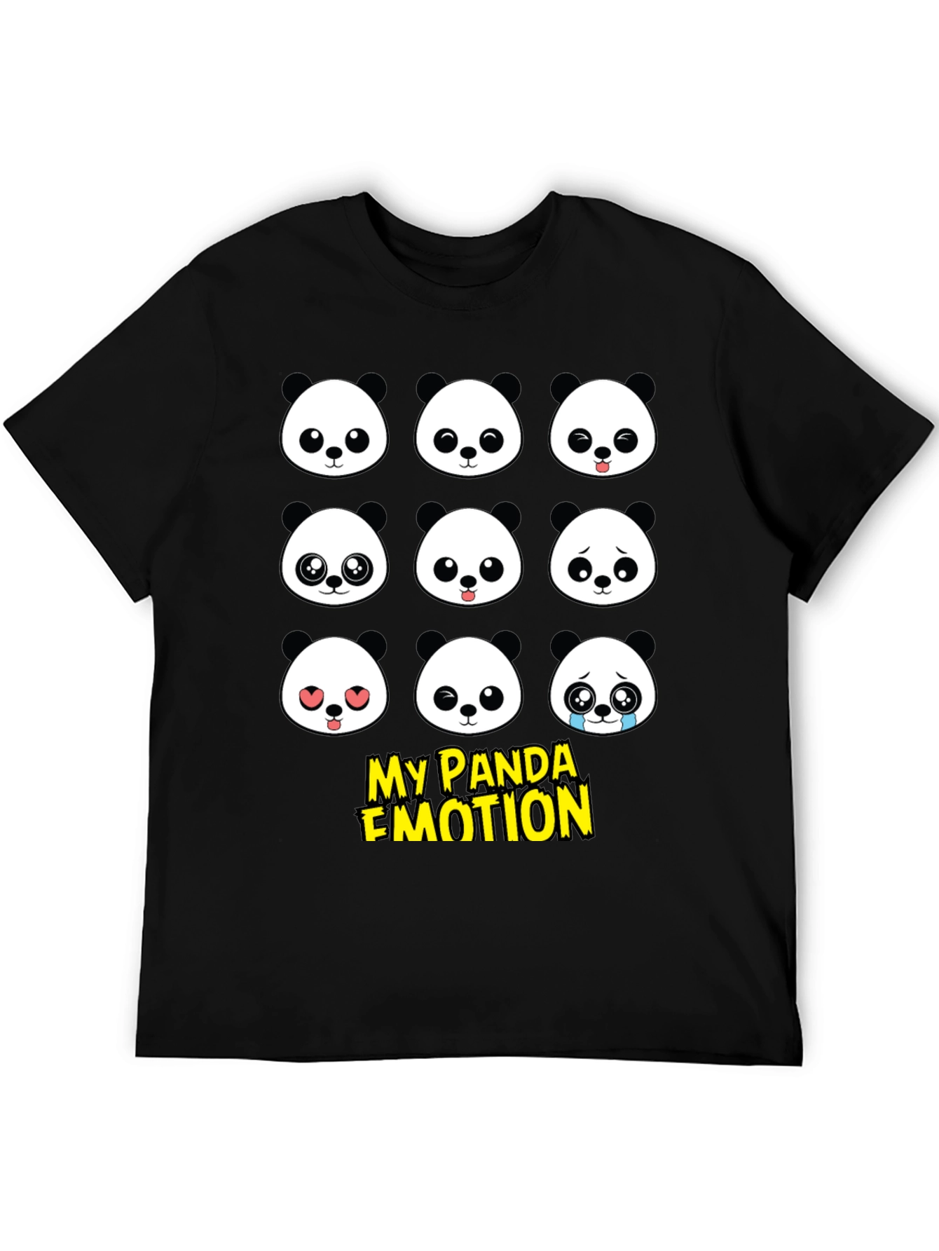 My Panda Emotion T-Shirt - Black Cotton Blend