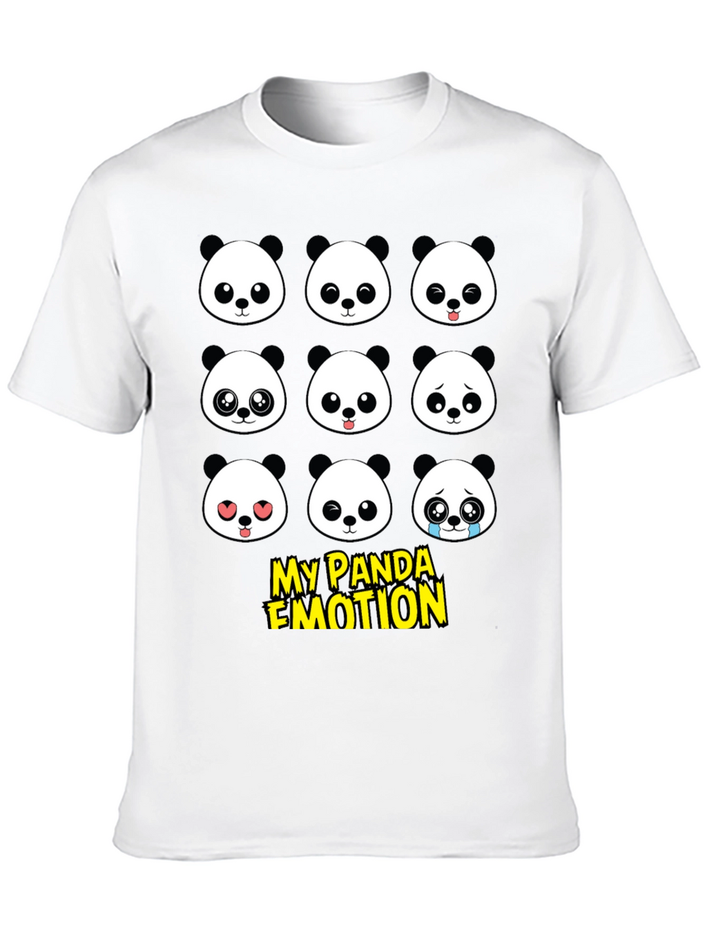 My Panda Emotion T-Shirt - Black Cotton Blend