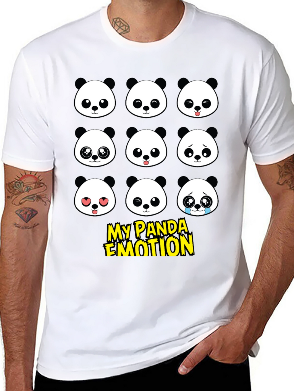My Panda Emotion T-Shirt - Black Cotton Blend