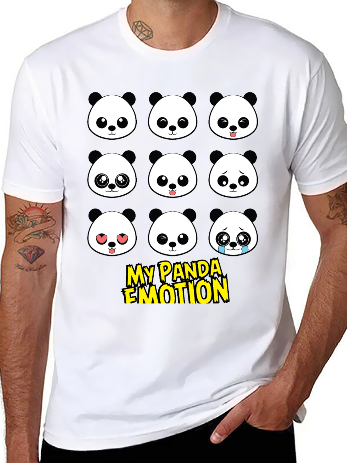 My Panda Emotion T-Shirt - Black Cotton Blend