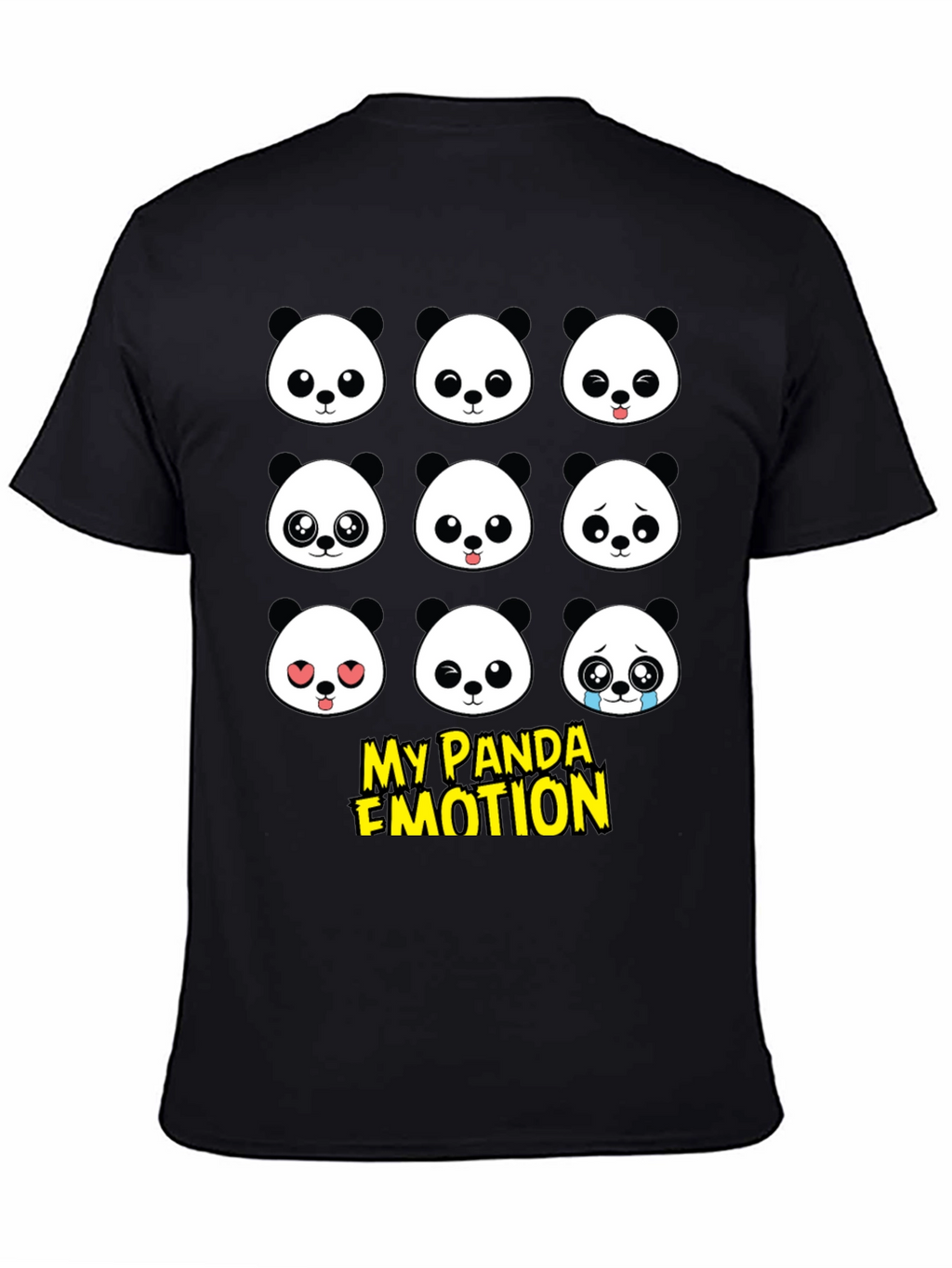 My Panda Emotion T-Shirt - Black Cotton Blend