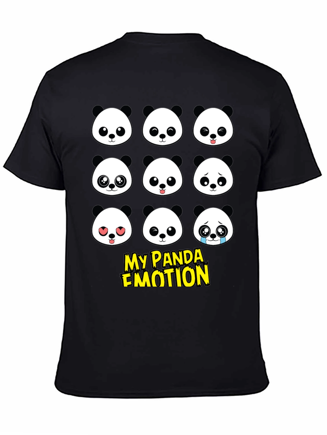 My Panda Emotion T-Shirt - Black Cotton Blend