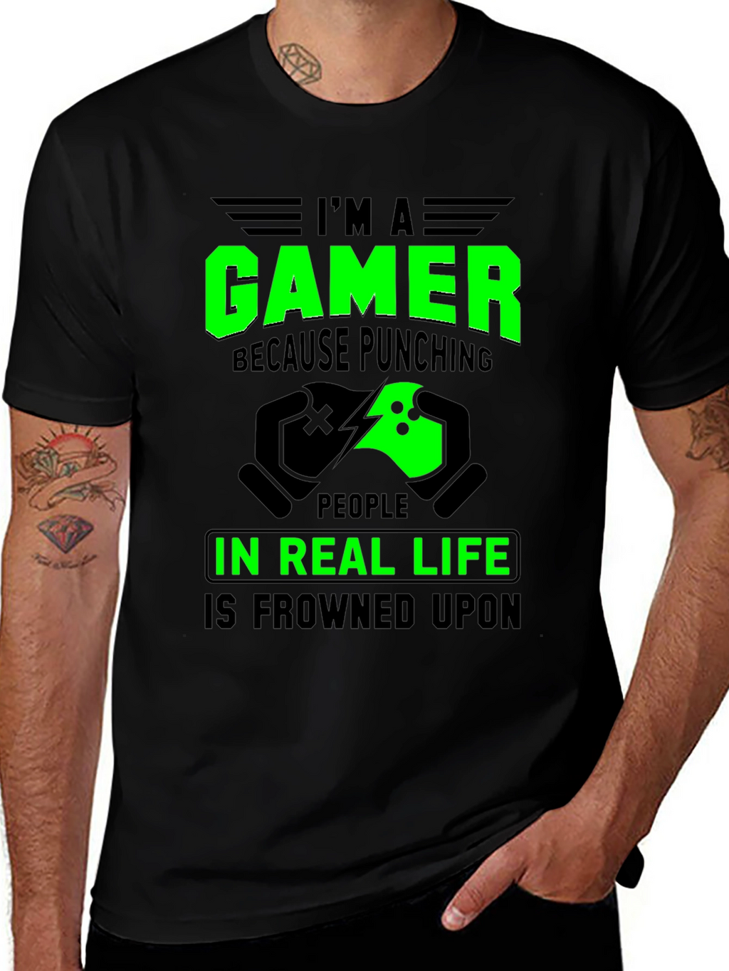 Gamer T-Shirt: Punching in Real Life is Frowned Upon