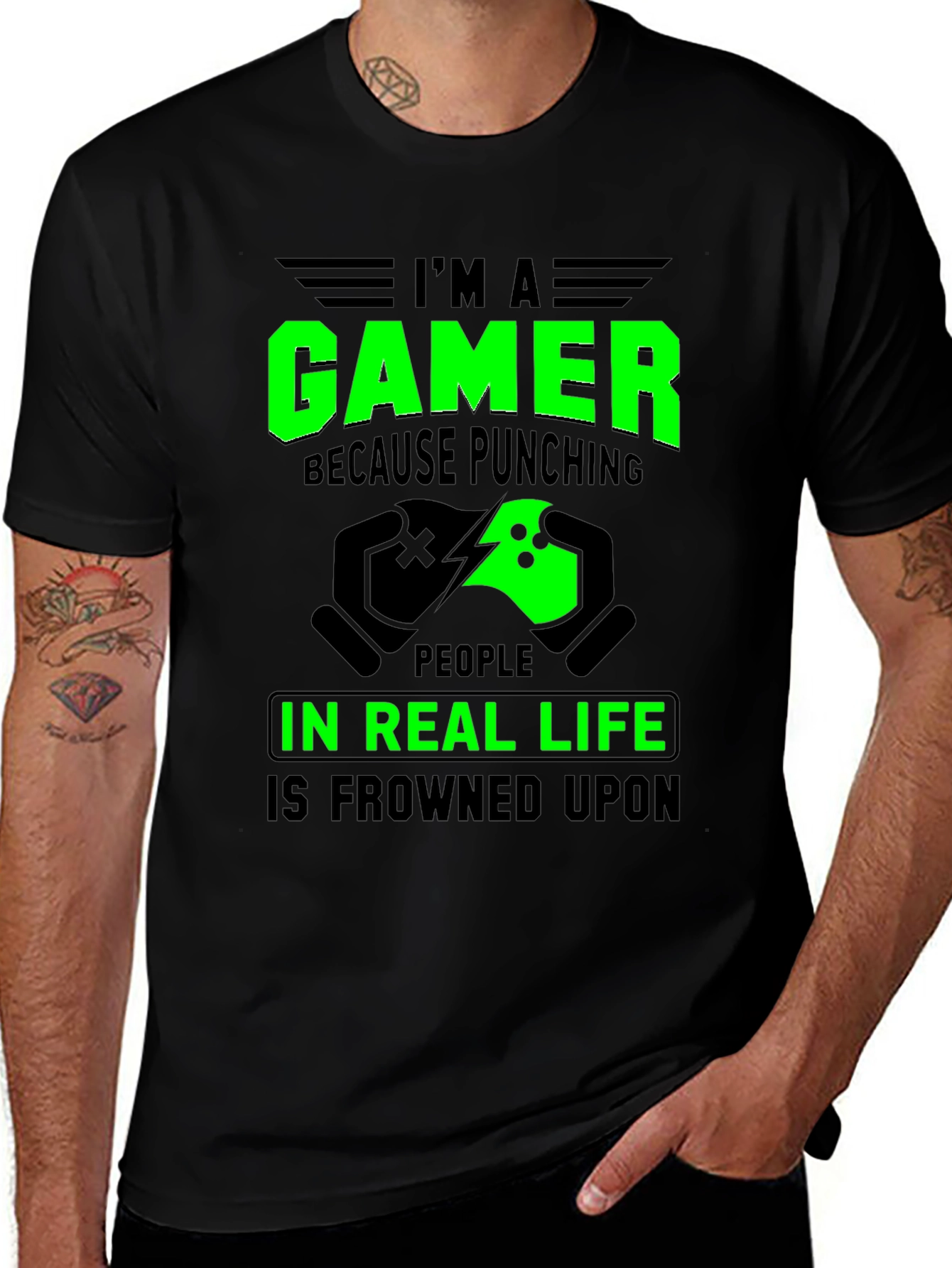 Gamer T-Shirt: Punching in Real Life is Frowned Upon