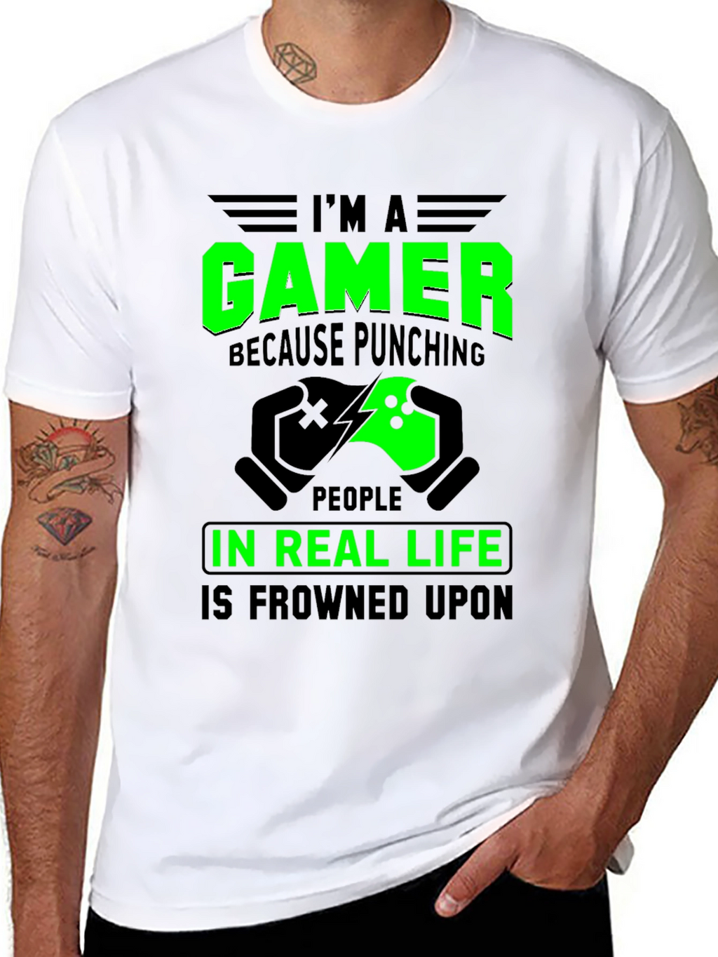 Gamer T-Shirt: Punching in Real Life is Frowned Upon