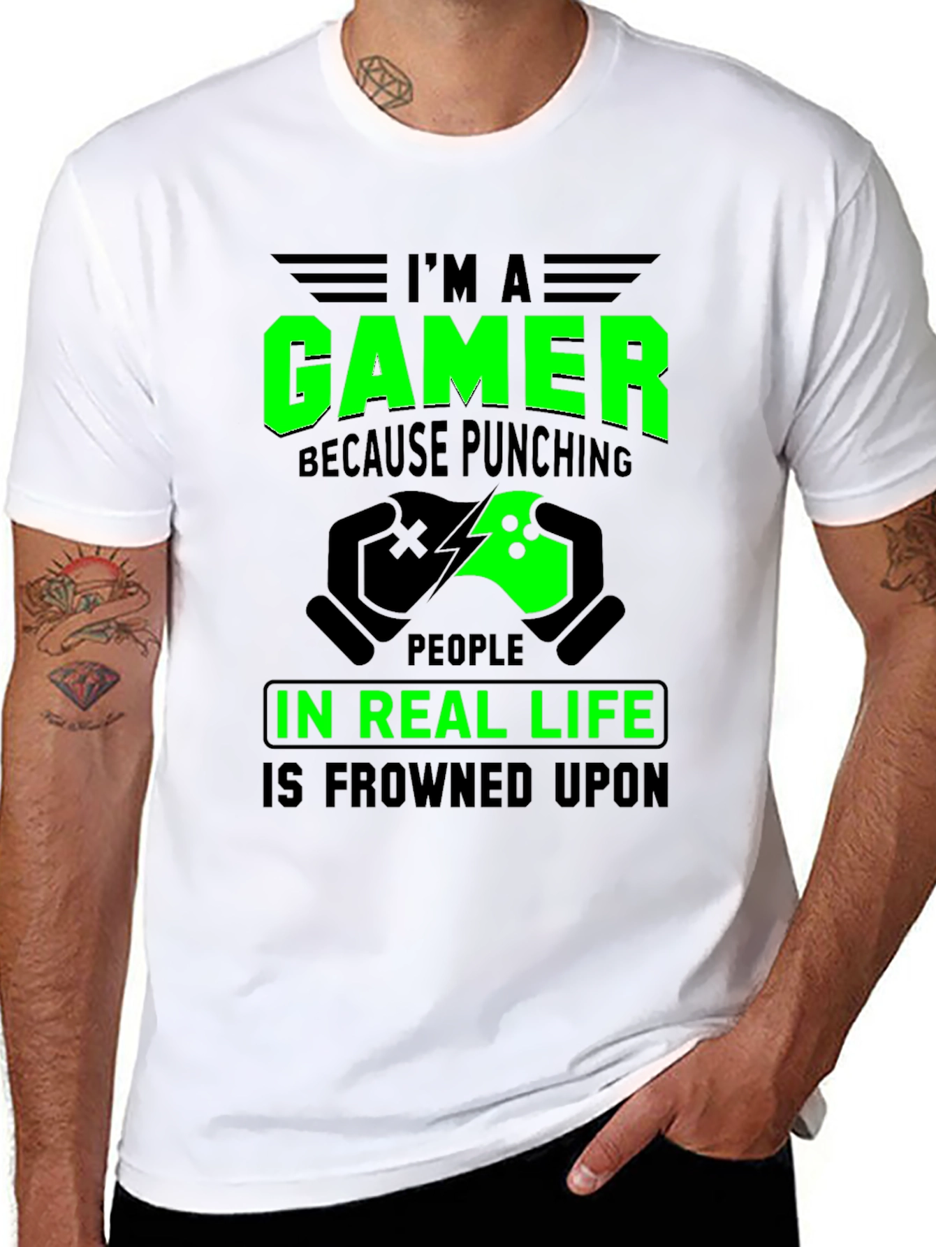 Gamer T-Shirt: Punching in Real Life is Frowned Upon