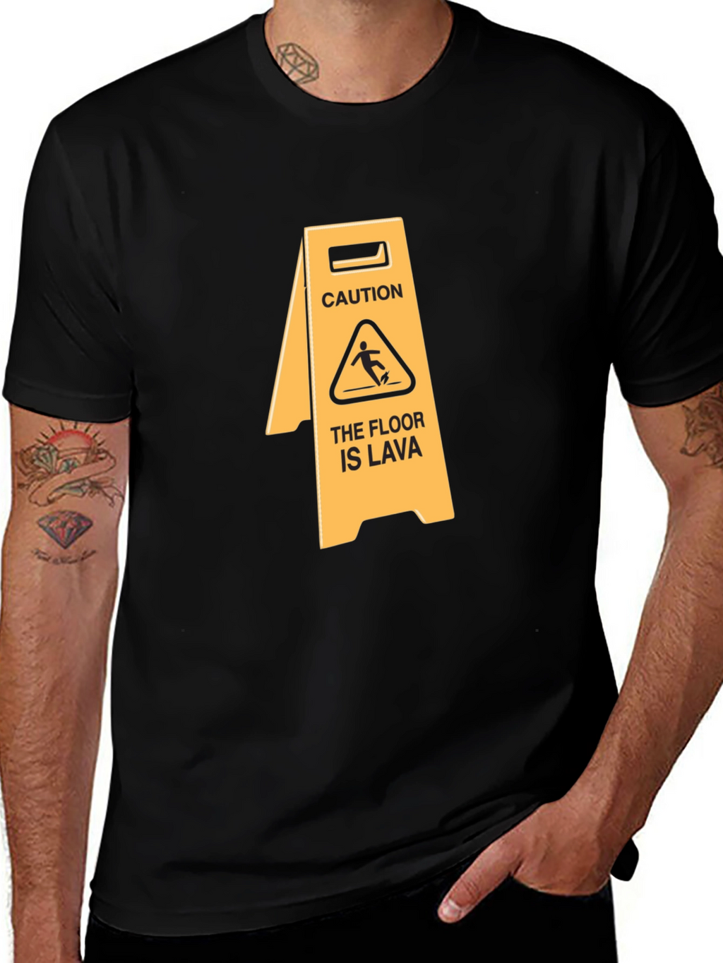 Caution The Floor Is Lava Funny Graphic T-Shirt